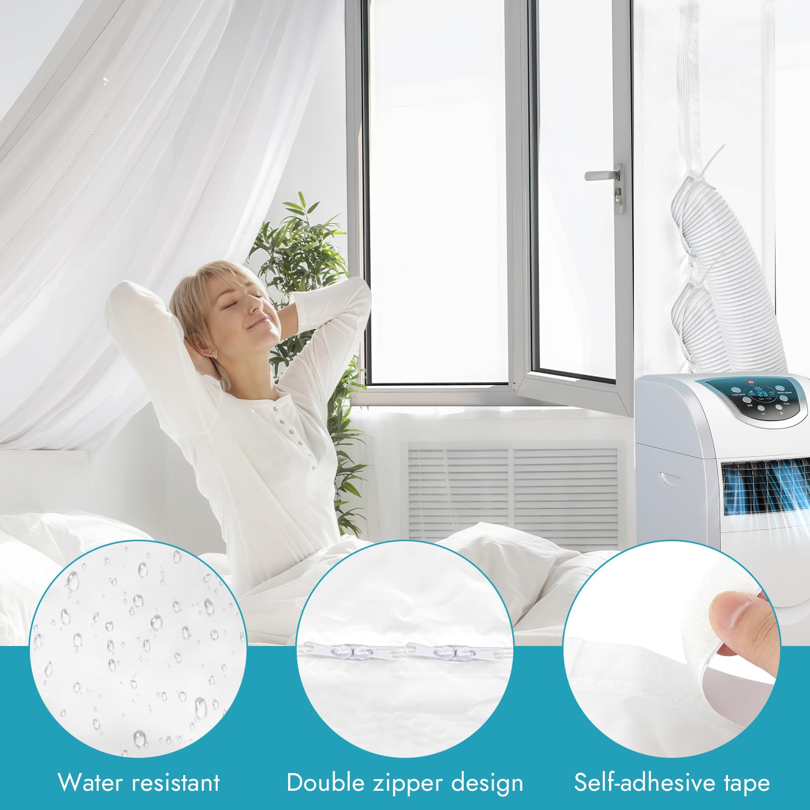 Climatizzatore per finestre, tubo di scarico, 300 cm, guarnizione per finestre per climatizzatori mobili, per aria condizionata, asciugatrici, finestre a battente
