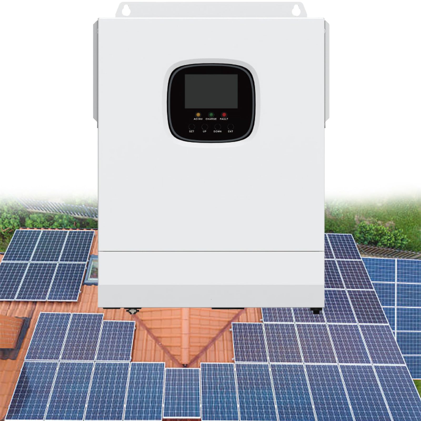 Inverter Solare Ibrido da 3000 W, 24 V CC a CA, Inverter a Onda Sinusoidale Pura con Regolatore MPPT da 60 A, per Batteria da 24 V, per Aree Fuori Rete, Casa, Ufficio,110V