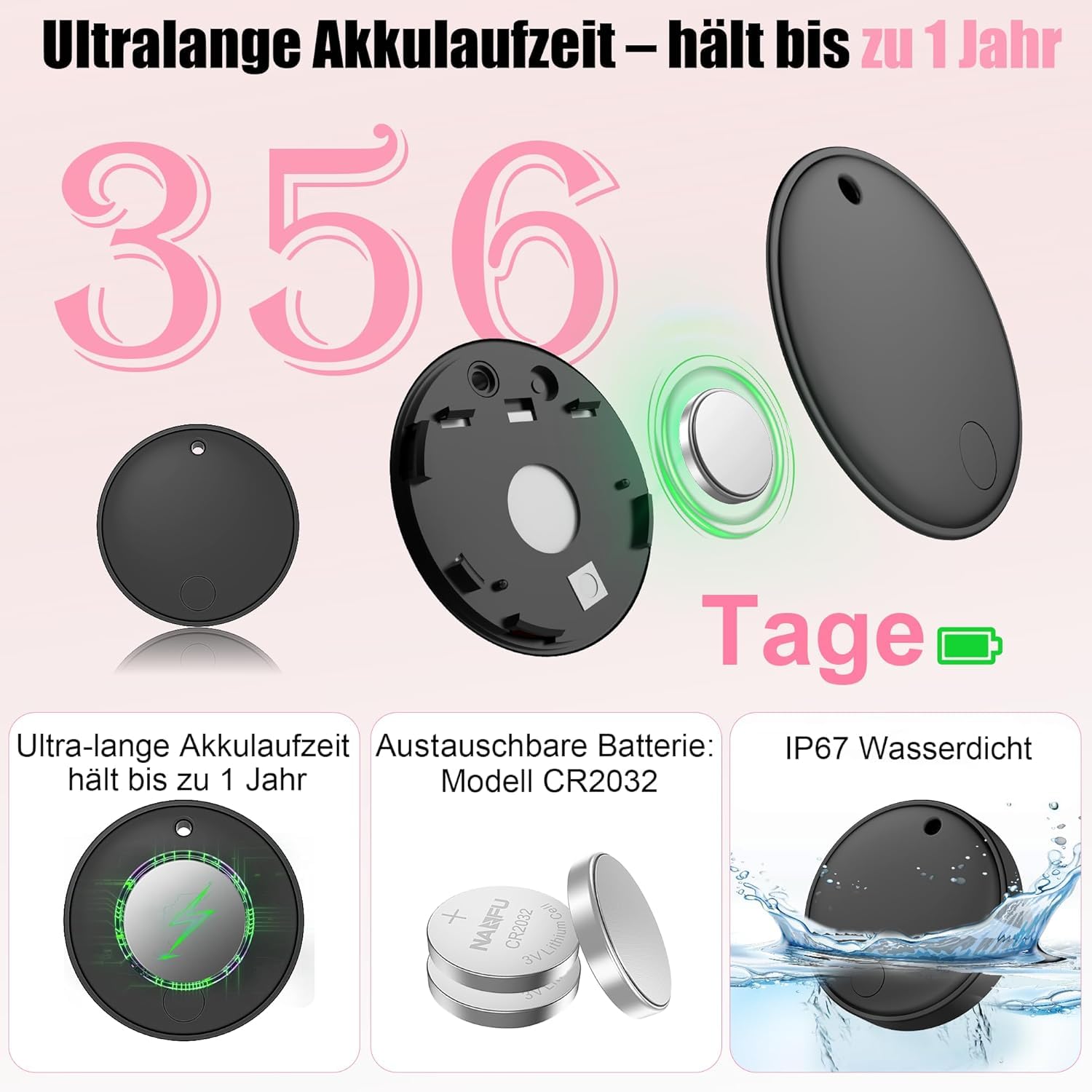 2026 Air Tracker Smart Tag für Android & iOS-4er Pack, Neu Dual-System Bluetooth Tracker kompatibel mit Apple Wo ist? & Android Google Find Hub, Schlüsselfinder für Schlüssel/Geldbörse/Fahrrad/Koffer