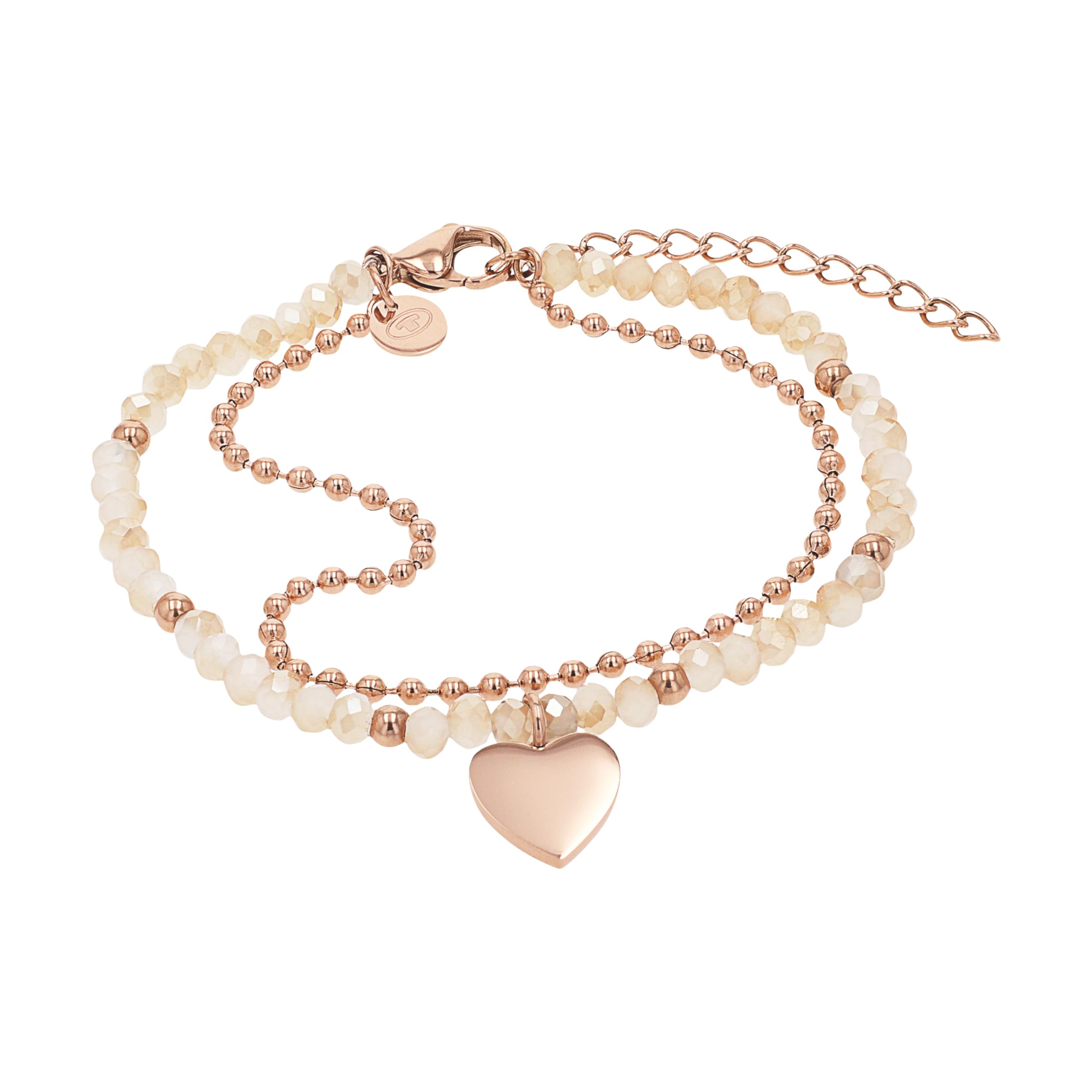TOM TAILOR - Damen Armband Edelstahl - Rosé - mit Glas - Herz Anhänger
