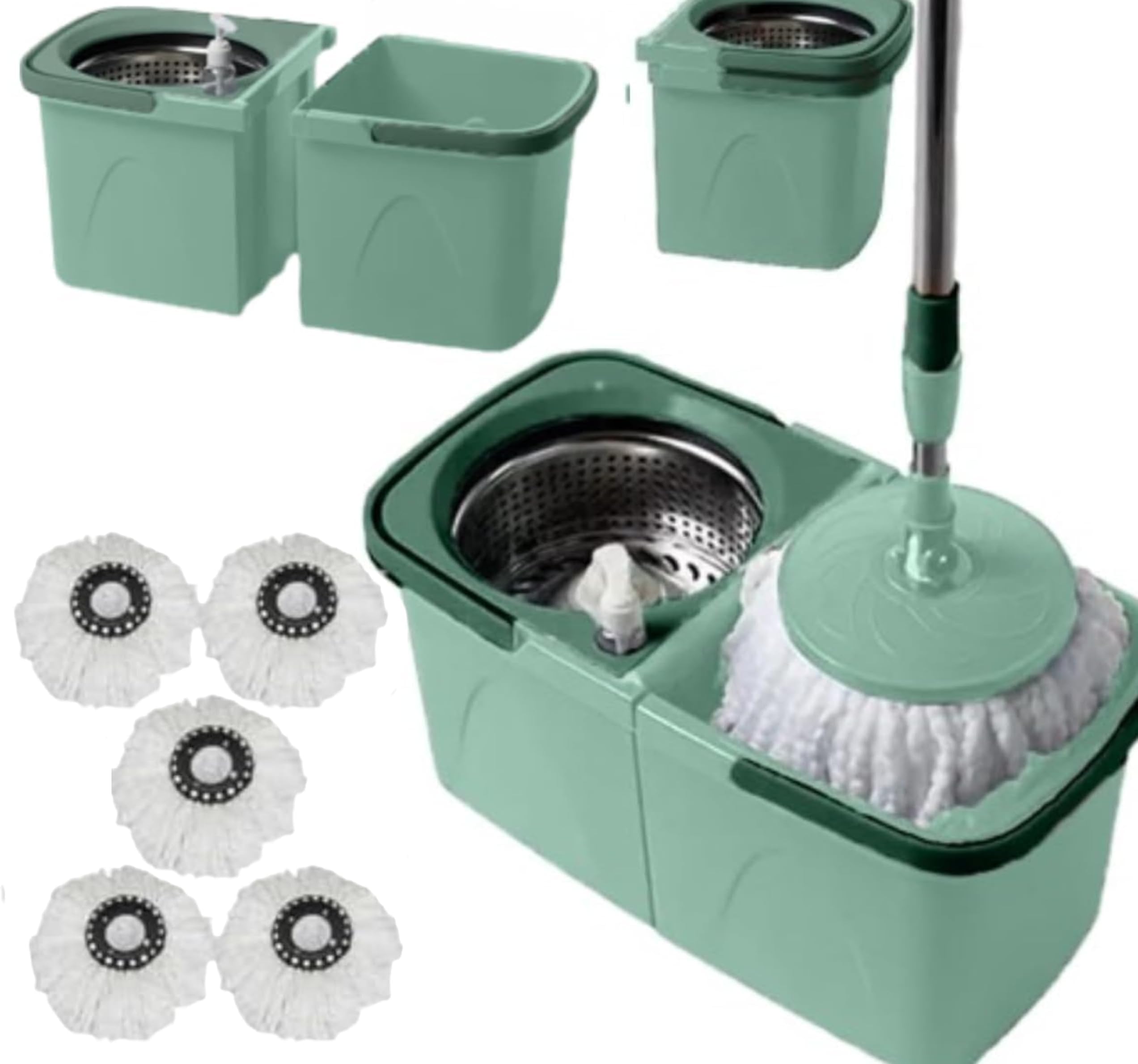 *NEW* SCRATCH ANET Revolving Spin Mop and Bucket With 5. Extra Pads Perfect For Easy Cleaning. (SPLIT MOP AND BUCKET)