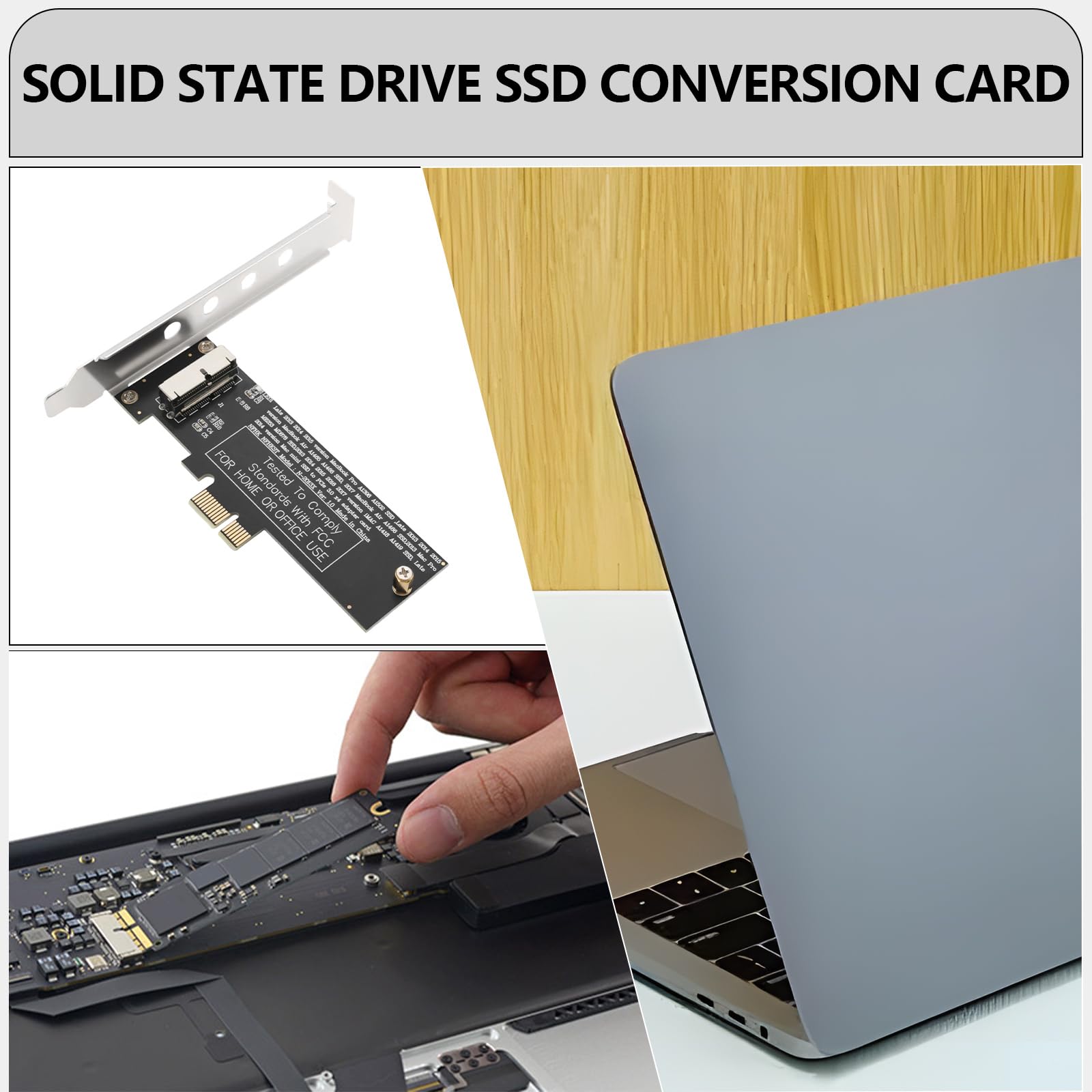 Create idea PCI-E 1X to 12+16 Pin Solid State Drive SSD Conversion Card Adapter with Metal Baffle Compatible with Mac Pro Air 2013-2017 A1493 A1502 A1465 A1466