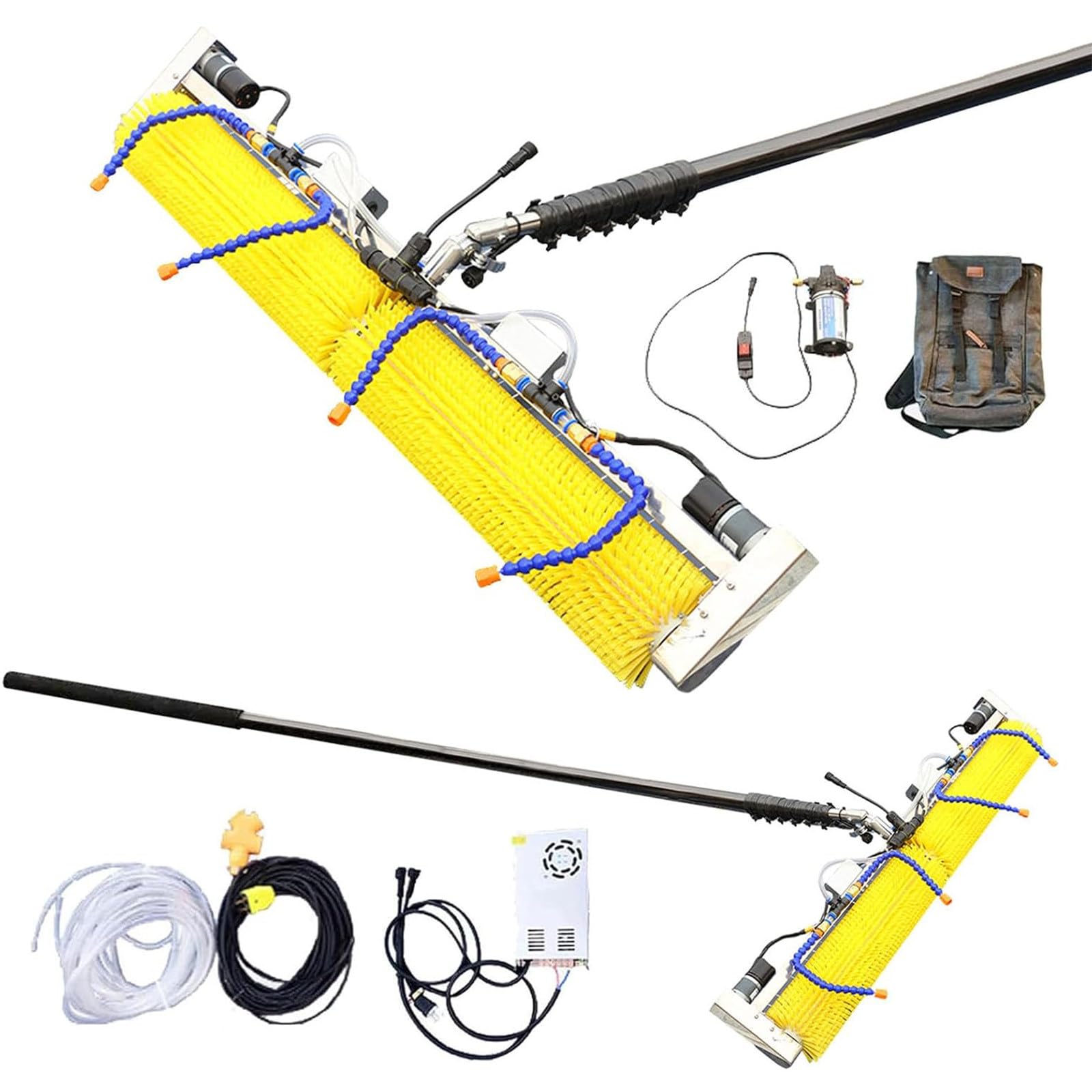 OLSKFUH Electric Solar Panel Cleaning Brush With Telescopic Pole, Water Fed Pipe For Efficient Maintenance,8m/26ft