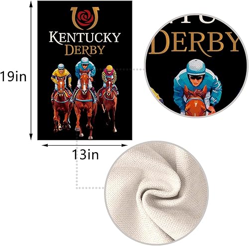 Miniatura 3 de Nepnuser Bandera de jardín de Kentucky Run for The Roses Horse Racing Party Decoración de doble cara para césped delantero letrero (negro)