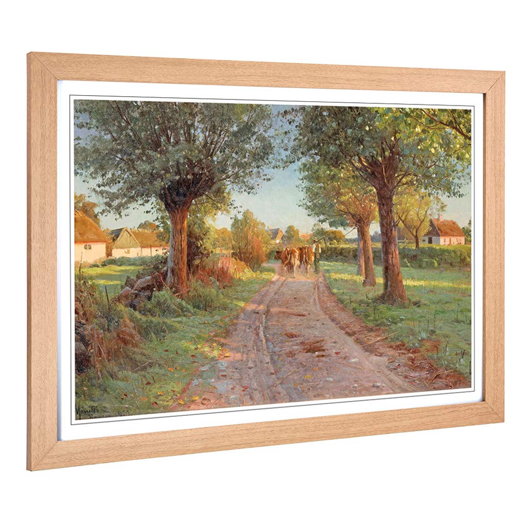 Big Box Art Framed Print of Peder Mork Monstead Farmers Cows Design | Wall Art Picture | Home Decor for Kitchen, Living Room, Bedroom, Hallway, Oak, A2 / 24.5x18 Inch / 62x45cm