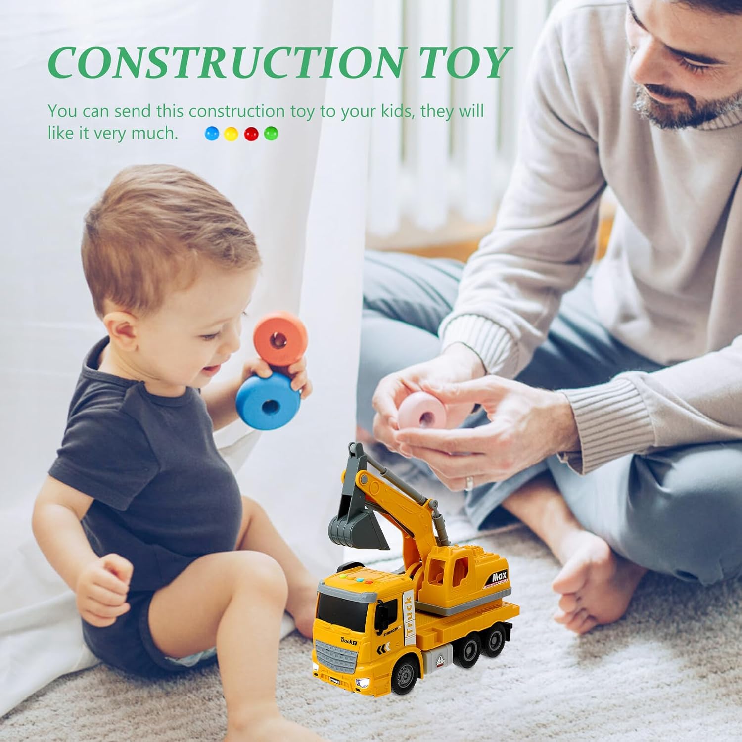 Excavator with Light and Music Inertial Construction Truck for Boys Years Old Plastic Engineering Vehicle Model Promotes Creativity and Color Recognition Safe Smooth Surface Design