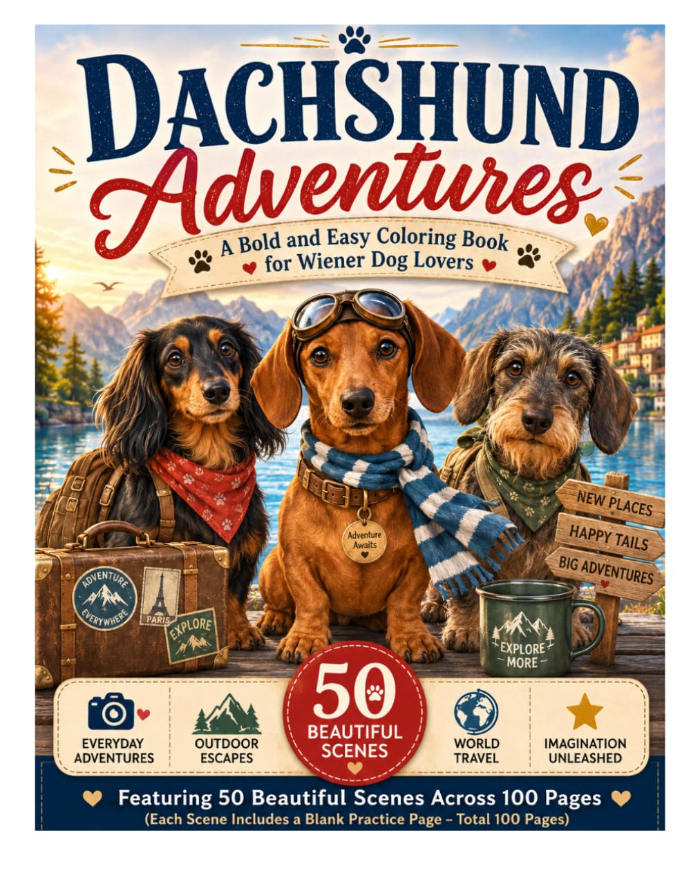 Dachshund Adventures: A Cozy and Relaxing Coloring Book Featuring Adorable Dachshunds in Cute Everyday Adventures for Teens, Adults, Dog Lovers, and Stress Relief (Cozy Dog Life Collection)