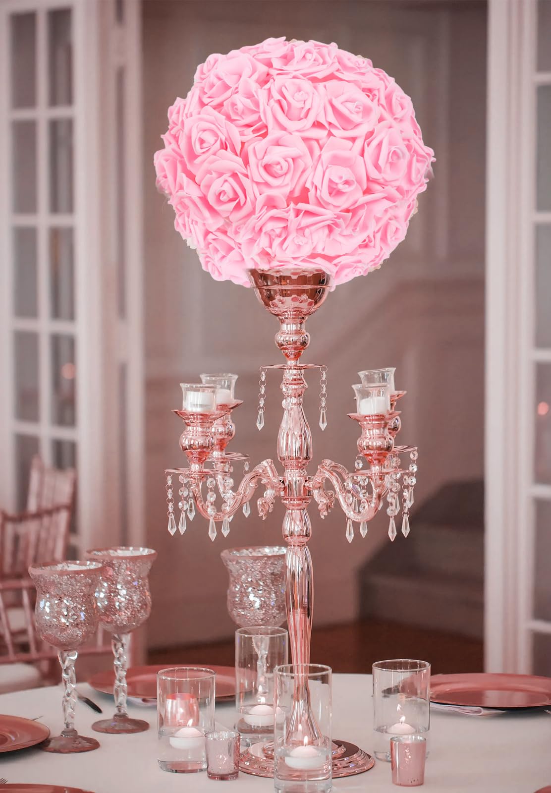 IPOPU 100 rose artificiali in schiuma, dall'aspetto realistico, rosa chiaro, per fai da te, matrimoni, baby shower, centrotavola, feste, decorazioni per la casa (rosa chiaro, senza stelo)
