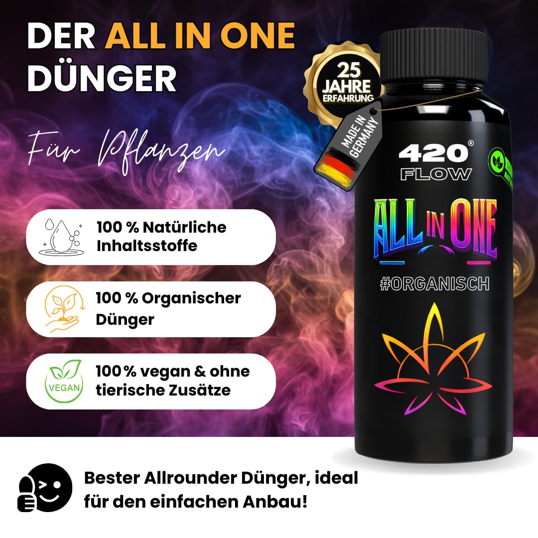 All-In-One Grow Dünger | Organisch | Ausgewählte Rezeptur für Hanf Samen | Anfängerfreundlich (inkl. Videoanleitung) | Perfekte Ergänzung für Dein Growbox Komplettset (1000ml)