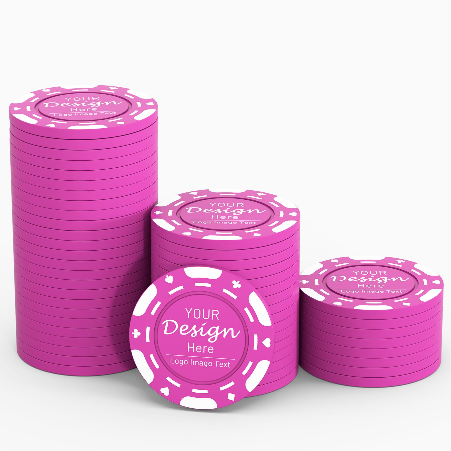 Shueewago 100-1000 Custom ABS Poker Chips,Available in 9 Colors, Imprinted with Your Personalized Text or Image for Bar,Drink or Dessert Shop Tokens,Party,Wedding,Rush Production Available (Rose Red)