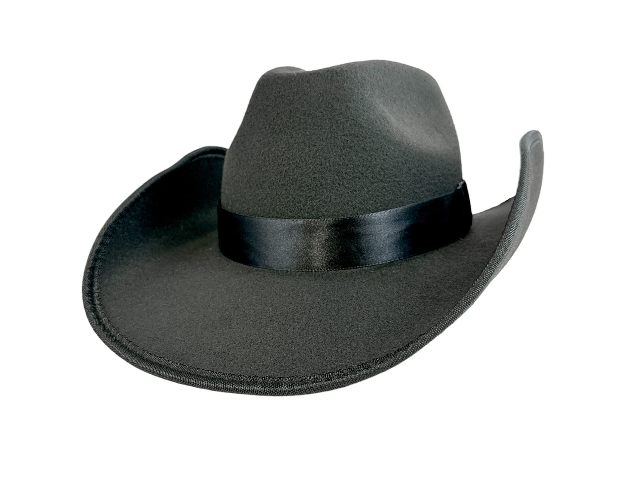 Funk PlusCowboy Hat Black Western Style Wool Feeling Bend Wire Brim