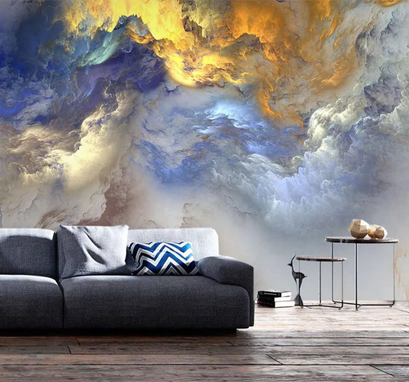 Tzxztt Abstract Beautiful Creative Colourful Clouds Modern 3D Wallpaper Premium Textured Silk Neutral Tones Material Ideal for Living Room Bedroom-200cm×140cm