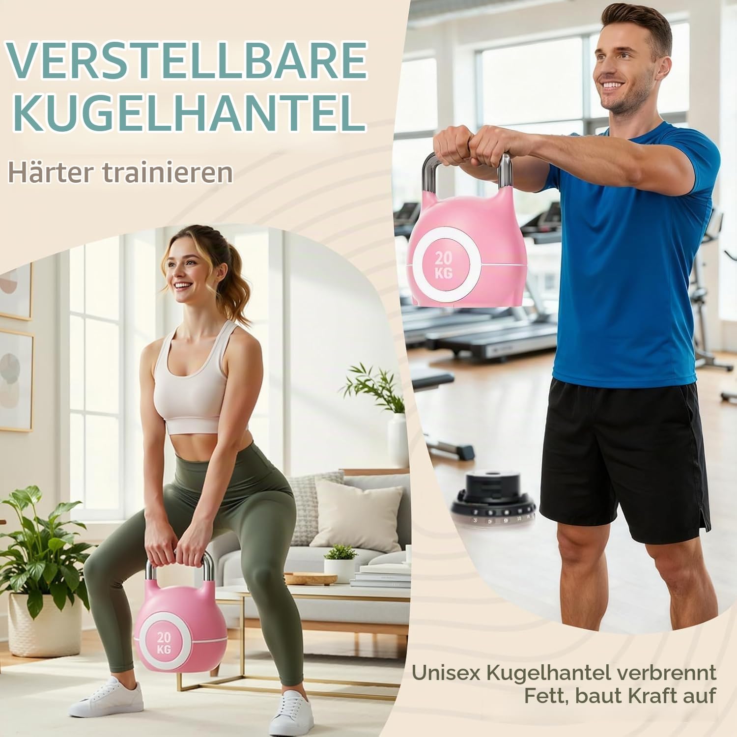 Kettlebell Verstellbare Hanteln Set 7 in 1 Kugelhantel für Home Gym | Hantelset Fitnessgeräte für Zuhause | Dumbbells Sportgeräte Zuhause Kugelhantel Gewicht Hantel Set