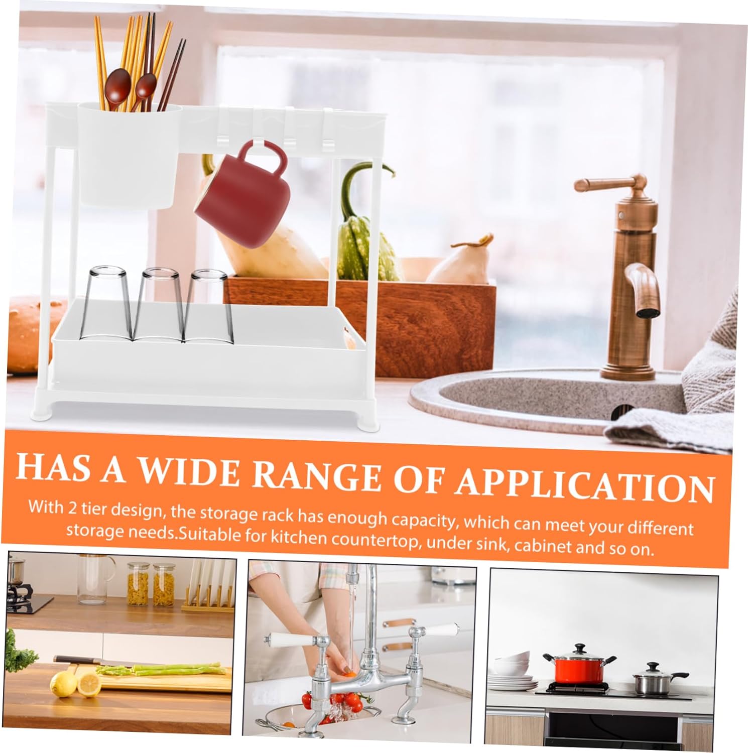 Alipis 1set Telescoping under Sink Organizer Rack Pull Out Kitchen Storage for Bathroom Laundry and Kitchen Easy Assembly Ventilated Design Strong Material