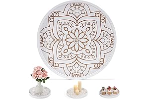 SimpleArt Wooden Serving Tray Round: Rustic Boho Centerpieces for Tables