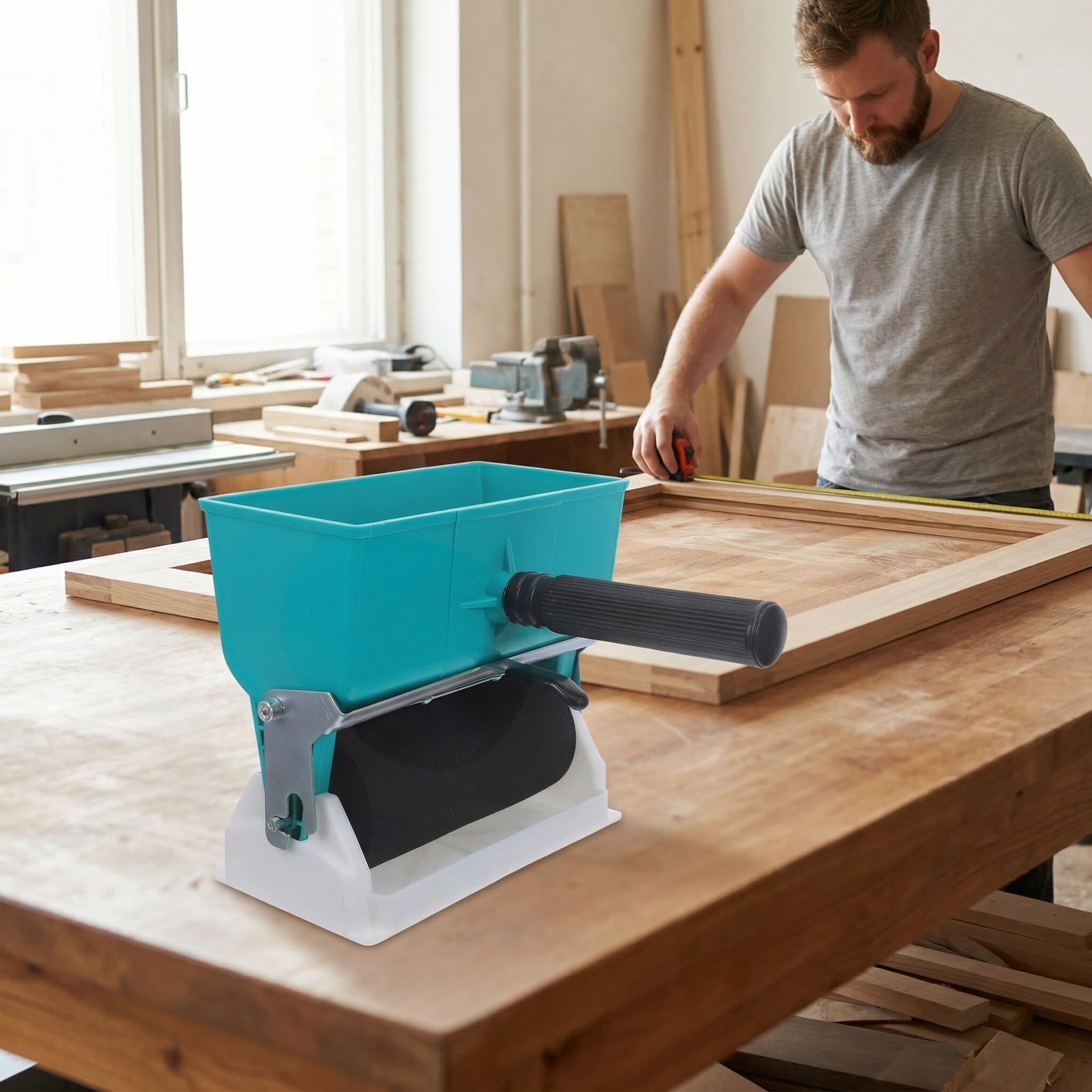 Rullo Applicatore di Colla Manuale da 6 Pollici con Secchiello da 320 Ml, Applicatore a Rullo per Colla per Legno, Distribuzione Uniforme per Progetti di Falegnameria e Bricolage