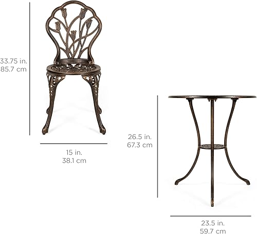Miniatura 7 de Juego bistró de muebles de diseño de aluminio fundido para el aire libre y patio Best Choice Products Antiguo Cobre antiguo