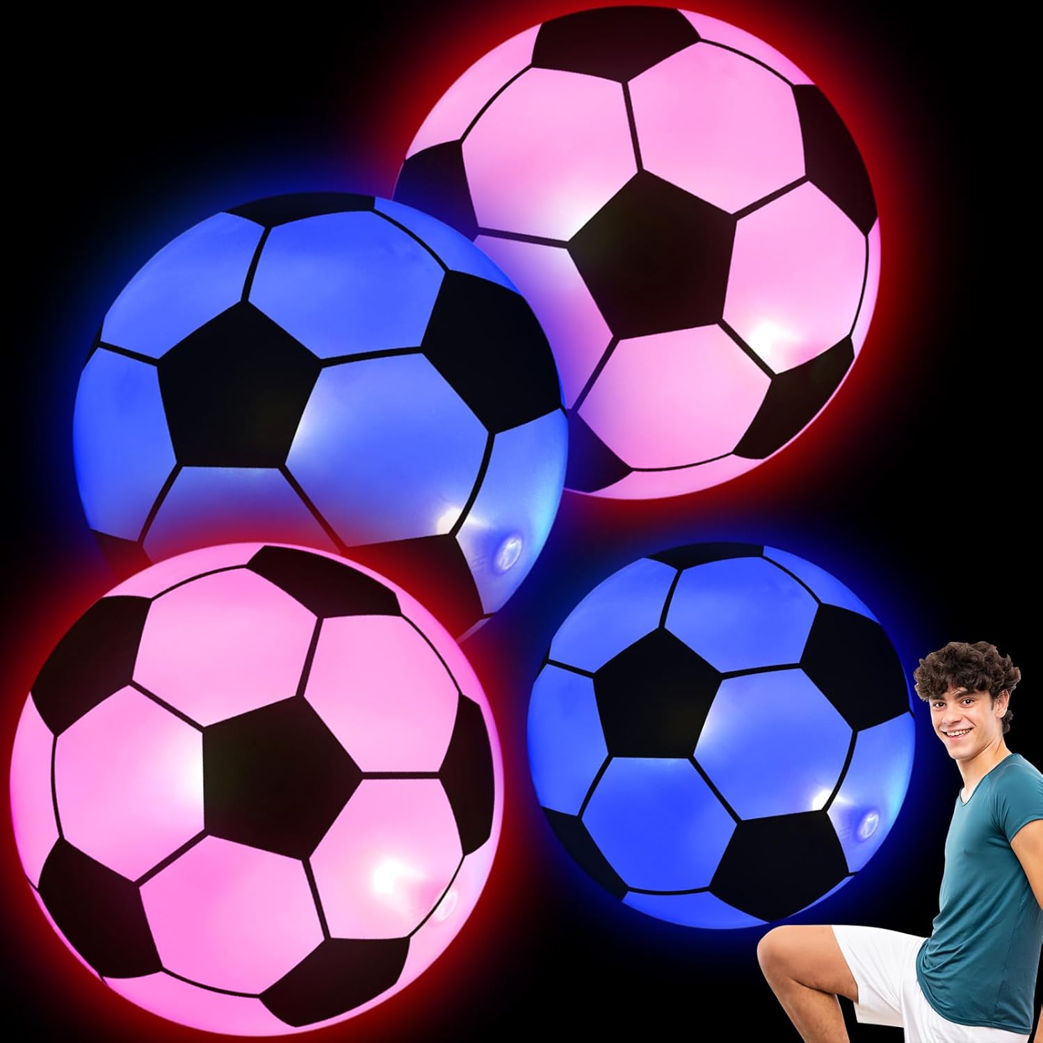 Lewtemi 27 In Jumbo LED Light up Soccer Balls Giant Inflatable Light up Football