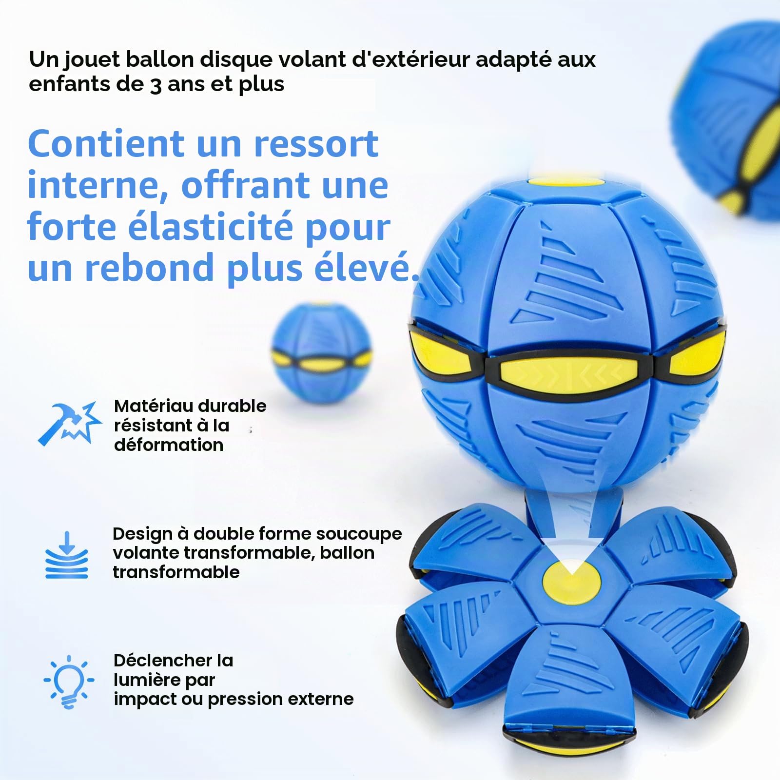 Balle Magique Déformable – 6 Lumières – Formes Sphérique/Soucoupe – Jeu Enfants – Cadeau 2026
