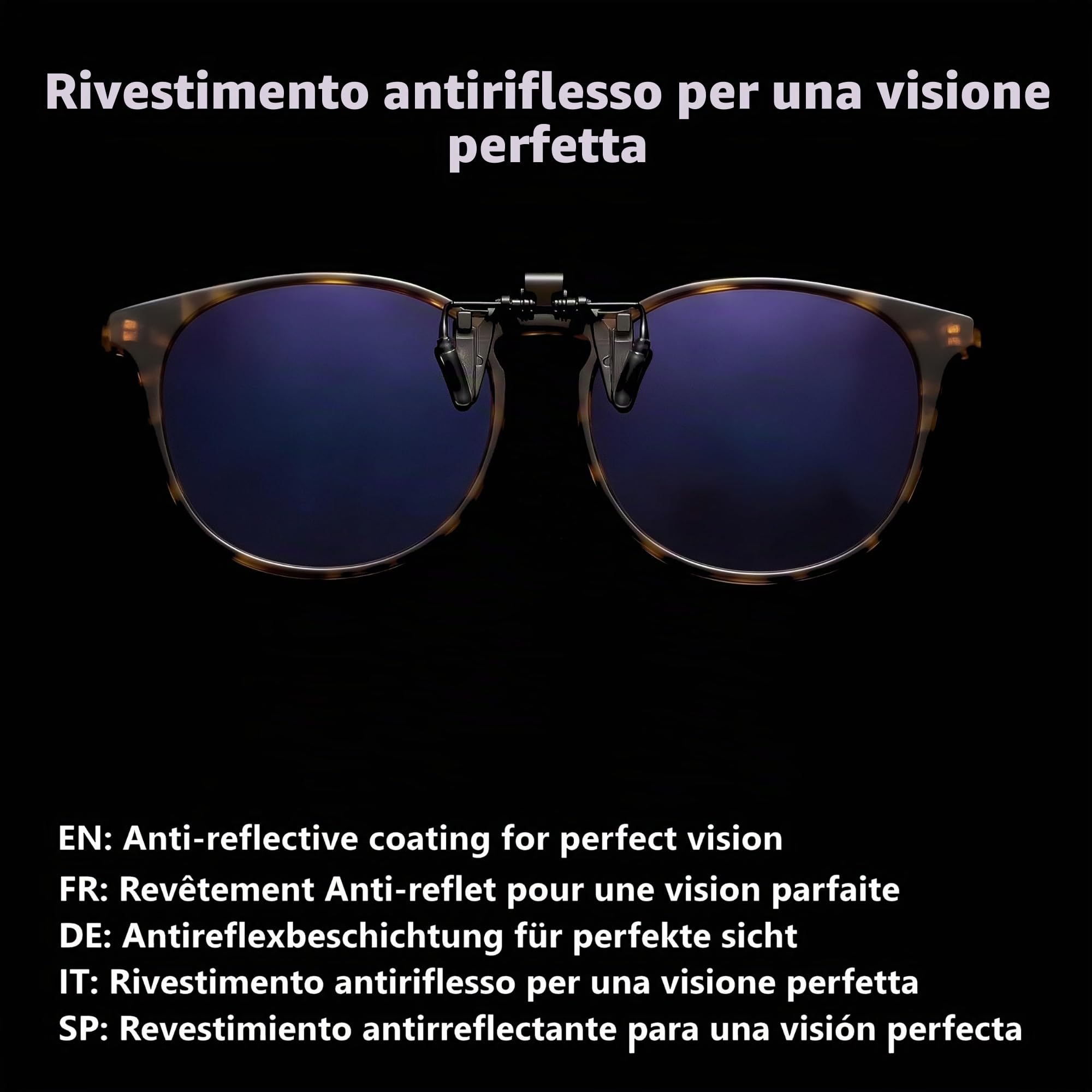 Clip Occhiali da Sole Polarizzati, Relevable e Ultra Leggeri, Soprocchiali da Sole, Clip Solare, Uomo, Donna, 100% Anti-UV, Certificato CE