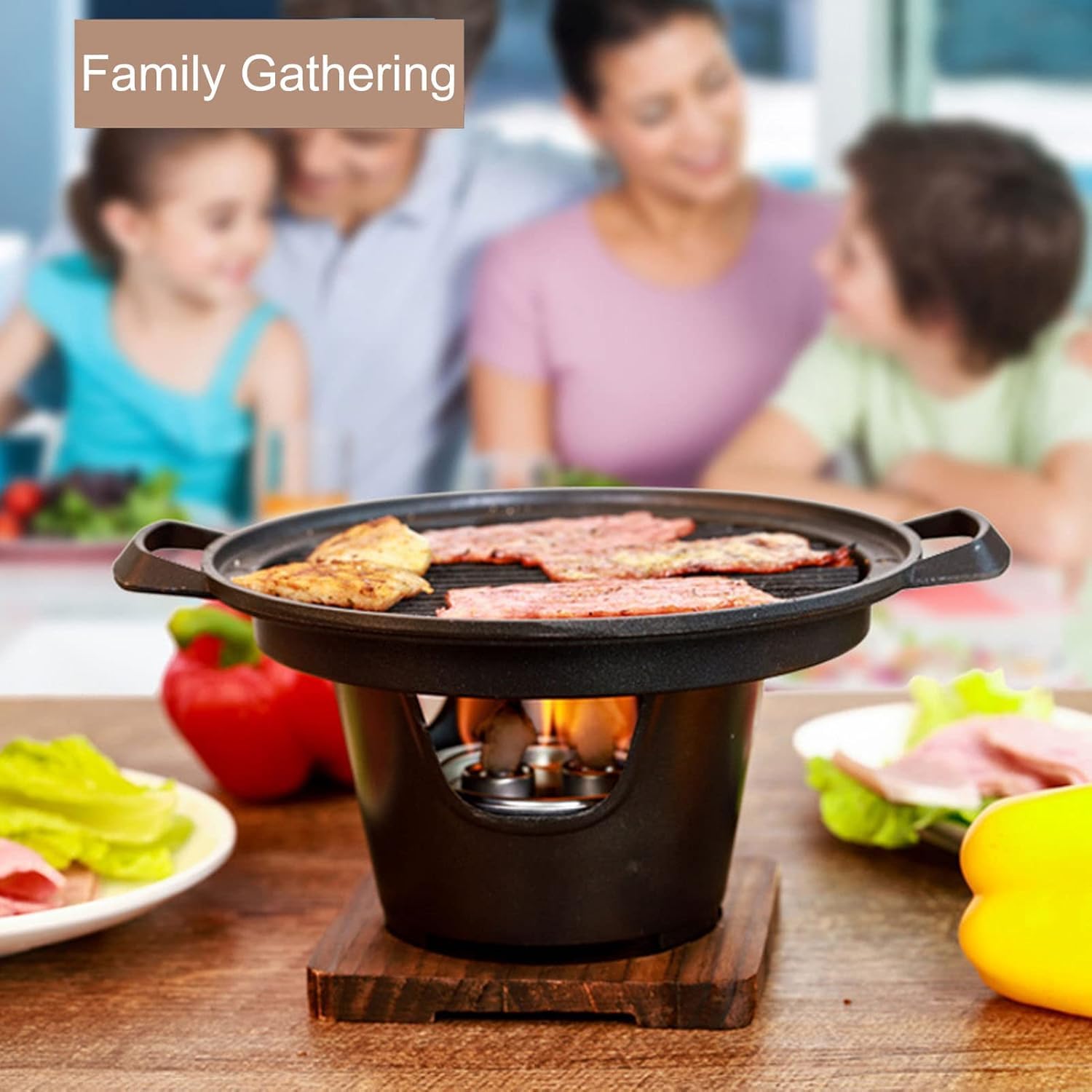 Przenośny grill na węgiel drzewny, nieprzywierający mini grill Hibachi, japoński grill stołowy do gotowania na świeżym powietrzu i biwakowania, idealny na pikniki i Yakiniku