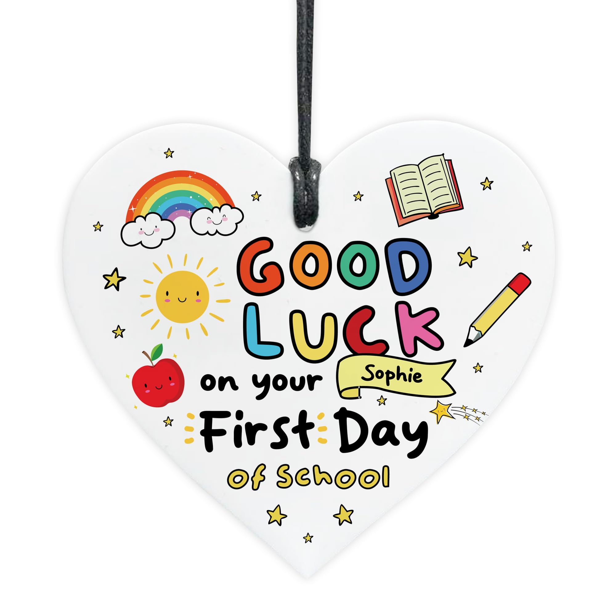 Red Ocean For First Day Of School Acrylic Heart Personalised For Daughter Son Granddaughter Grandson Back To School Novelty Good Luck Him Her