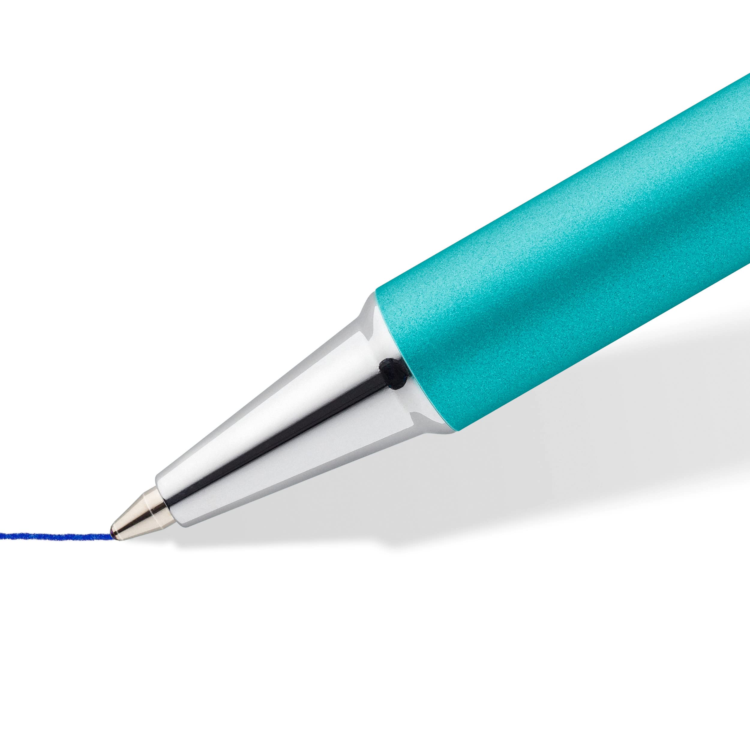 Staedtler - Penna a Sfera Elegante con Fusto in Metallo Beige, Set di Penne Blu con Mina Sostituibile, Ideale come Rifornimento per Cancelleria Scuola Università e Ufficio, Materiale Scolastico, 10 Pz