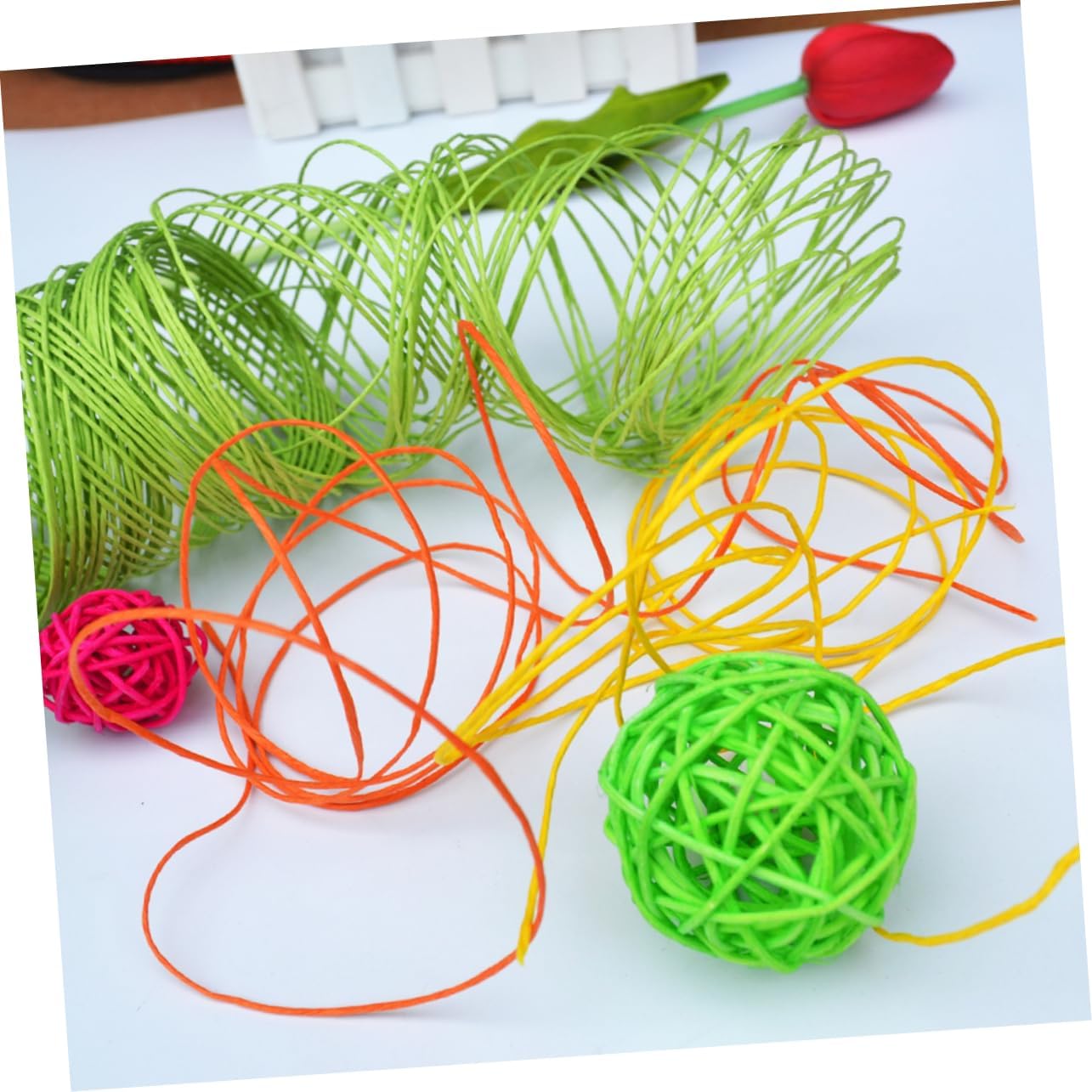 3pcs Yards Raffia Paper Ribbon Eco-Friendly Kraft Twine for DIY Decor Wrapping Craft Projects