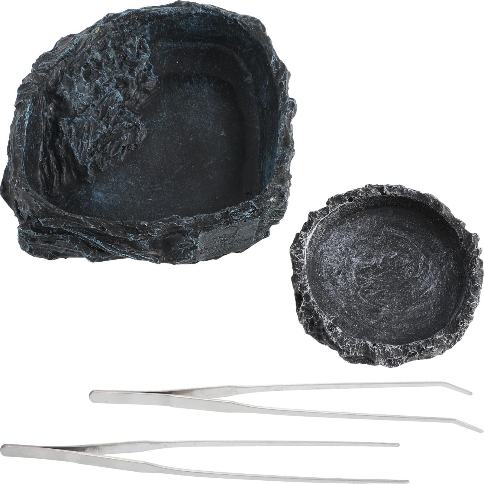 HOLIDYOYO 2Pcs Reptile Water Bowls Food Dishes with Tongs Safe and Easy to Clean Water Containers for Lizards Tortoises and Geckos for Feeding and Hydration