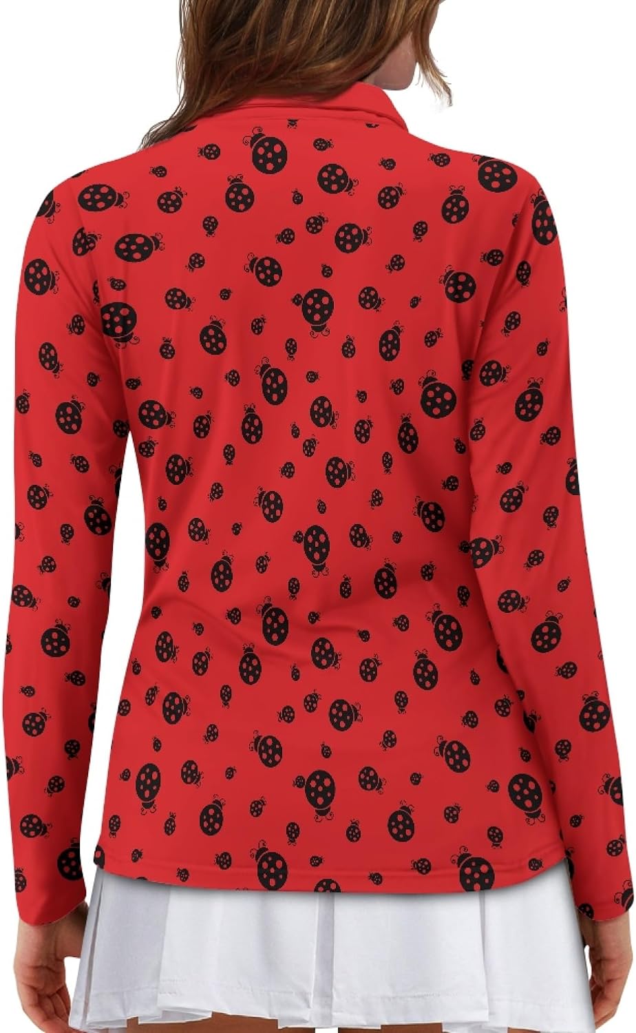 TOADDITDO Honey Ladybird Golf Shirts for Women Long Sleeve Collared Golf T-Shirt Comfortable 1/4 Zip Up Tennis Top