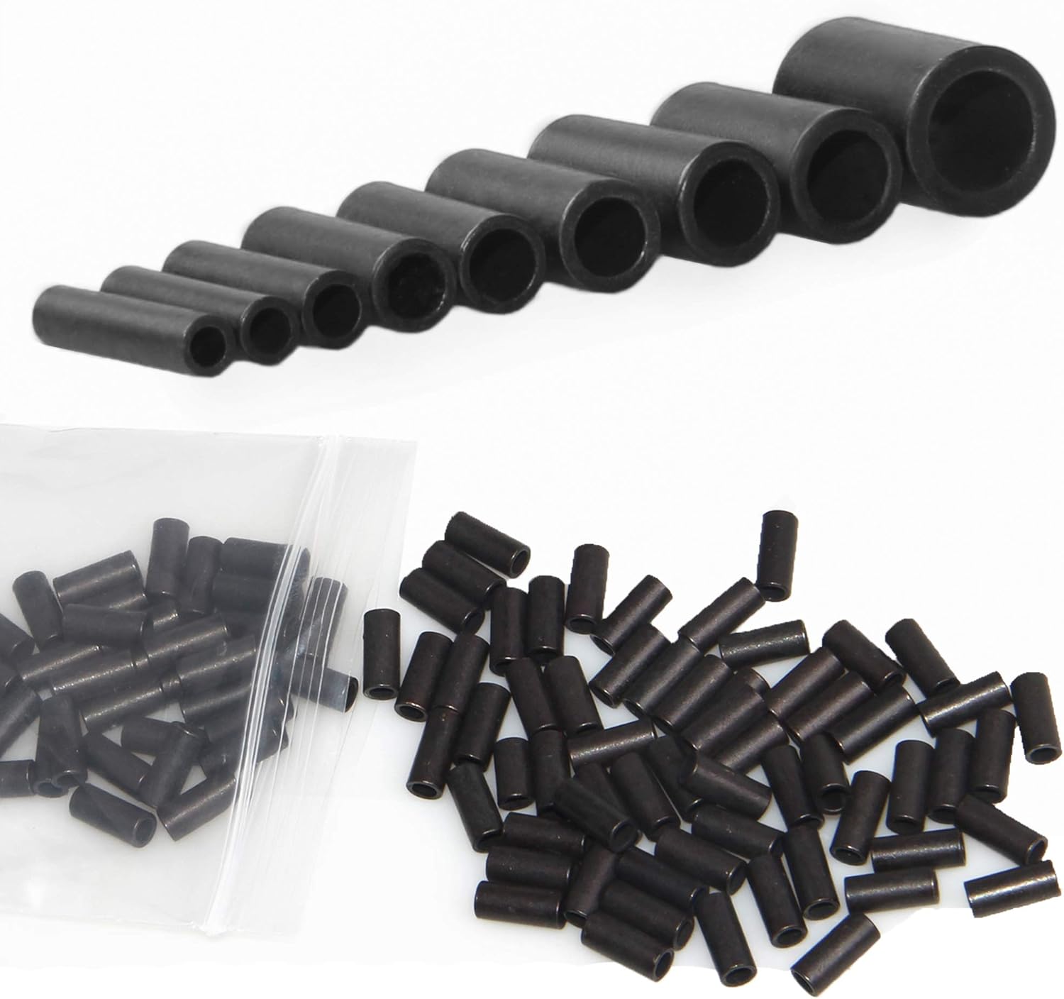 Fishing Wire Single Barrel Crimp Sleeves Tube Matte Black Fishing