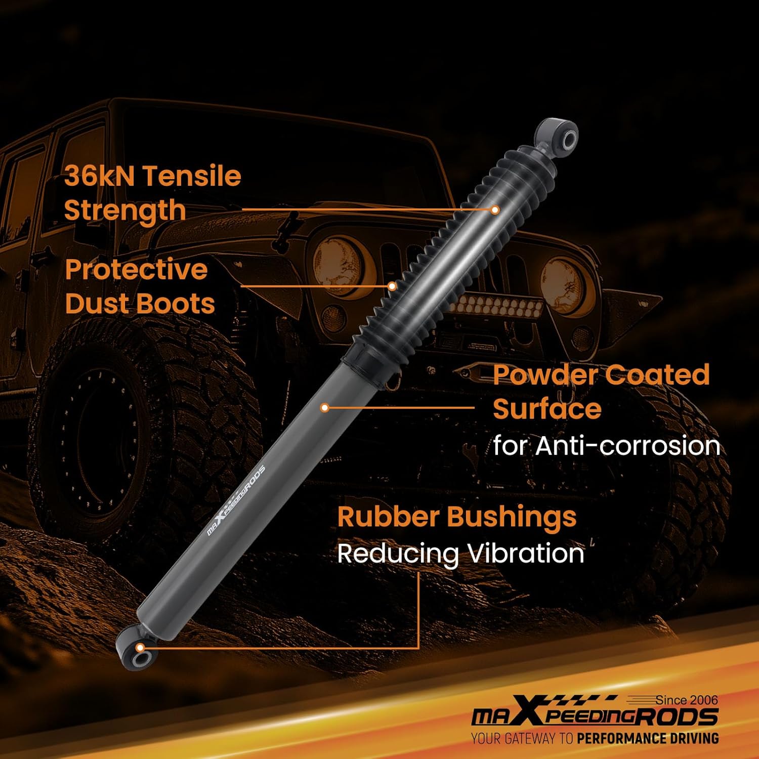 maXpeedingrods 0-6" Rear Shock Absorbers for Ram 3500 4WD 2003-2024, G1 Version