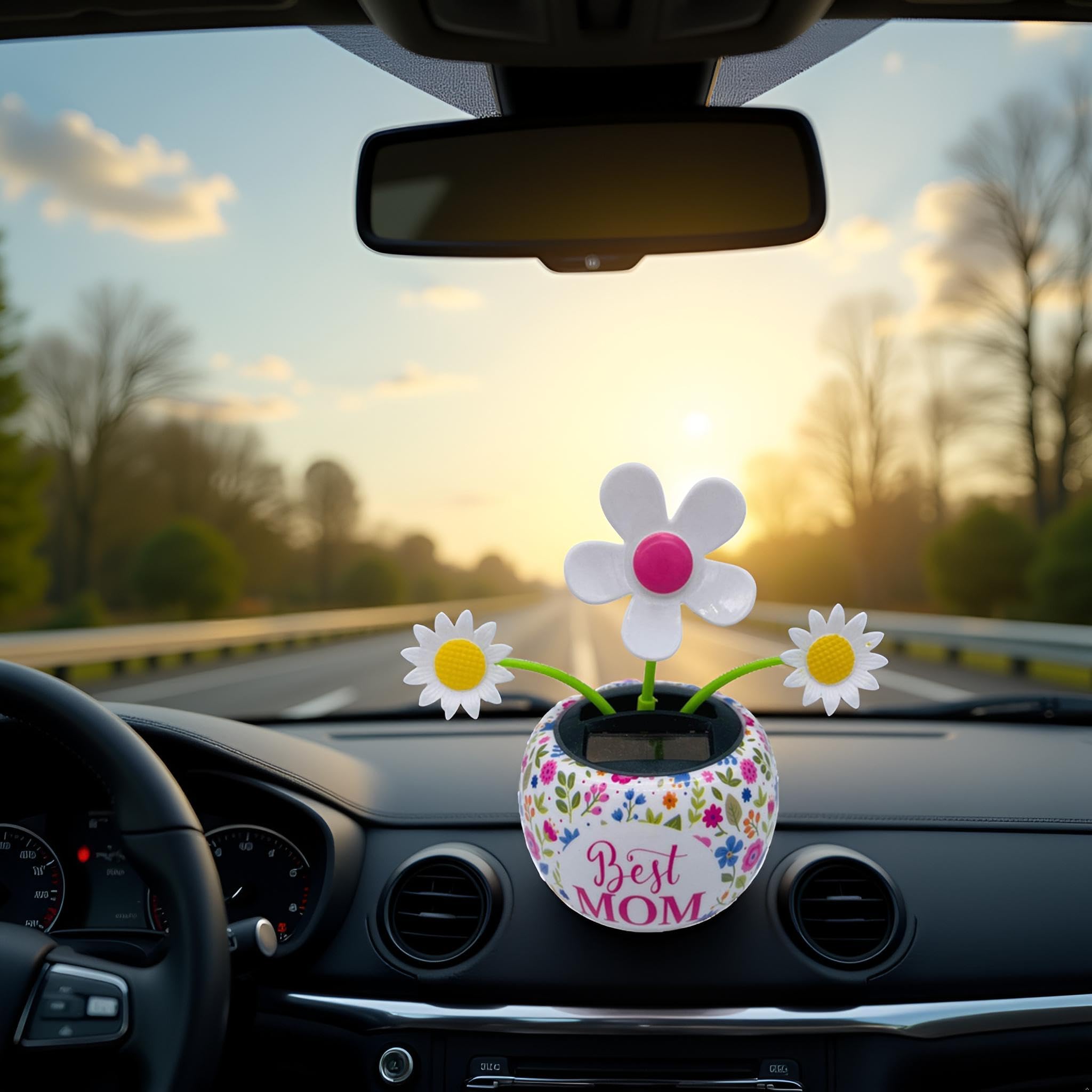 Plastic 4pcs Solar Powered Dancing Flowers – Random Color Moving Desk Decor For Car, Office, Home, Fun Shaking Head Motion Decoration Solar Dancing Toys - View #2