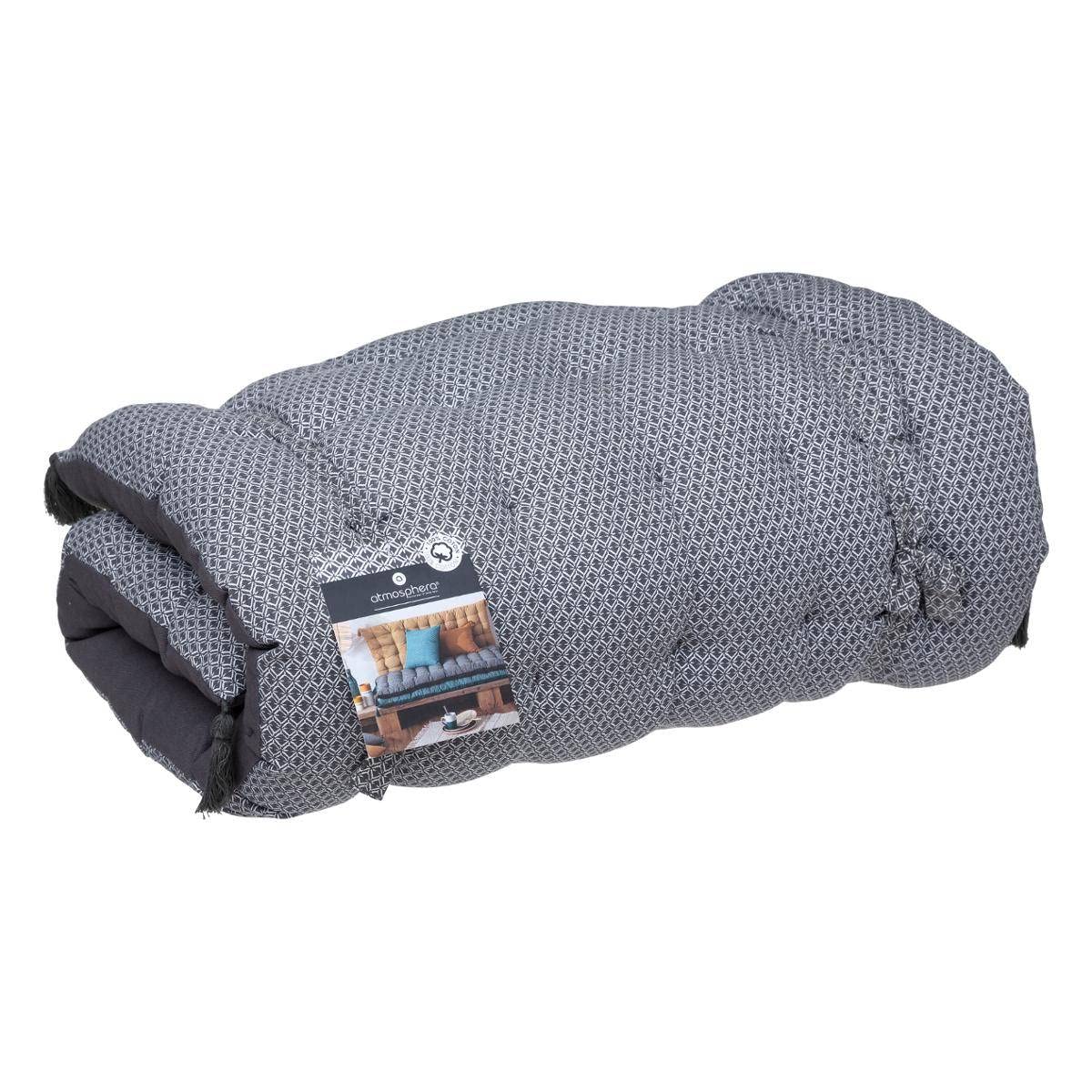 Atmosphera ATM-178566L Bodenmatratze mit Quasten, 60 x 120 cm, Baumwolle, Grau