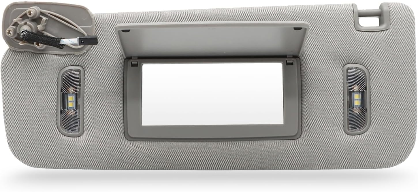 23459655 Left Driver Side Sun Visor Gray Compatible with Suburban Tahoe Sierra Yukon/XL Escalade/ESV Silverado 2015-2019 W/Light Mirror 22870346 23198866 23459654 84247192