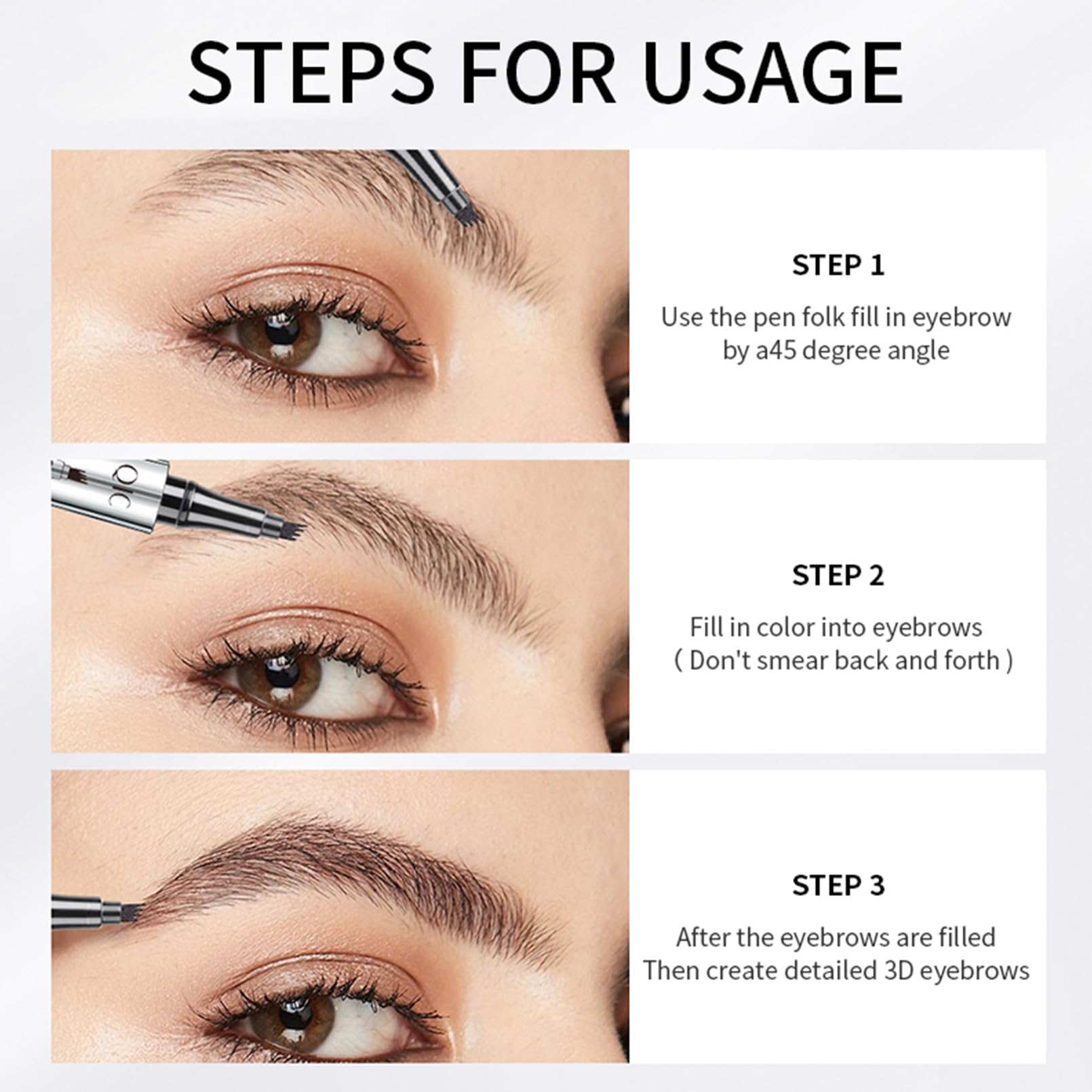RZJZGZ Eyebrow Pencil, Eyebrows Pen with 4 Micro-Fork Tip Long-lasting Waterproof Eyebrow Pen and Smudgeproof Brow Pen - Image 4