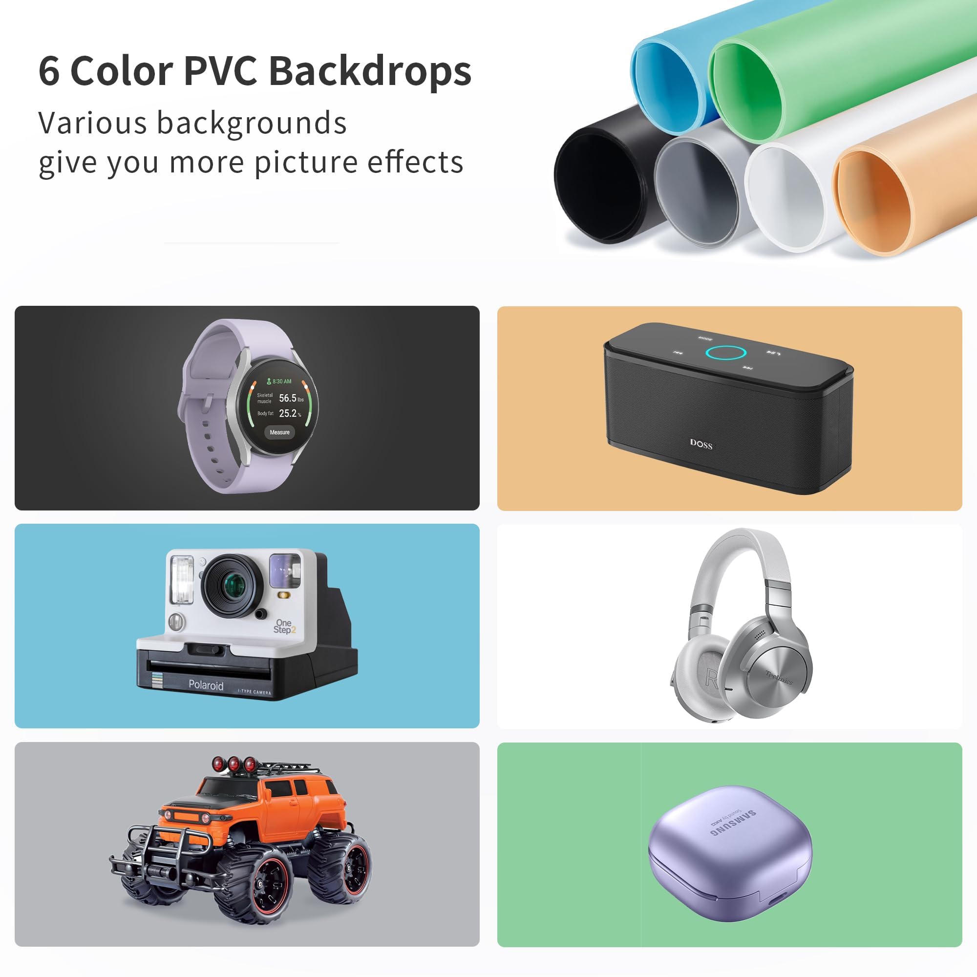 VEVOR Fotobox Studio Lichtbox 81,5 x 81,5 cm, Kit Light Box 5600 K, 210 LED-lampen, 5 achtergronden, fotolichtbox voor Studio CRI ≥ 95, fototent voor fotostudio