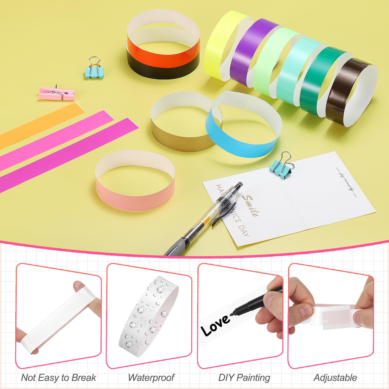 PATIKIL Paper Wristbands for Events 200 Pack Neon Party Wrist Bands - Image 3