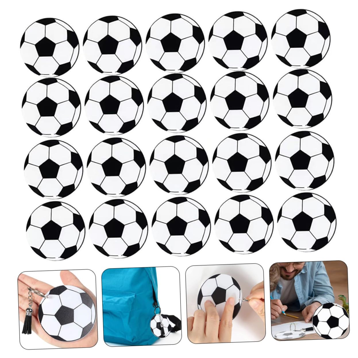 Toddmomy 20 set Portachiavi Calcio in Acrilico DIY con Palline da Calcio Decorazioni Sportive per Borse e Chiavi Accessori Moda Sportiva per Regali e Uso Quotidiano