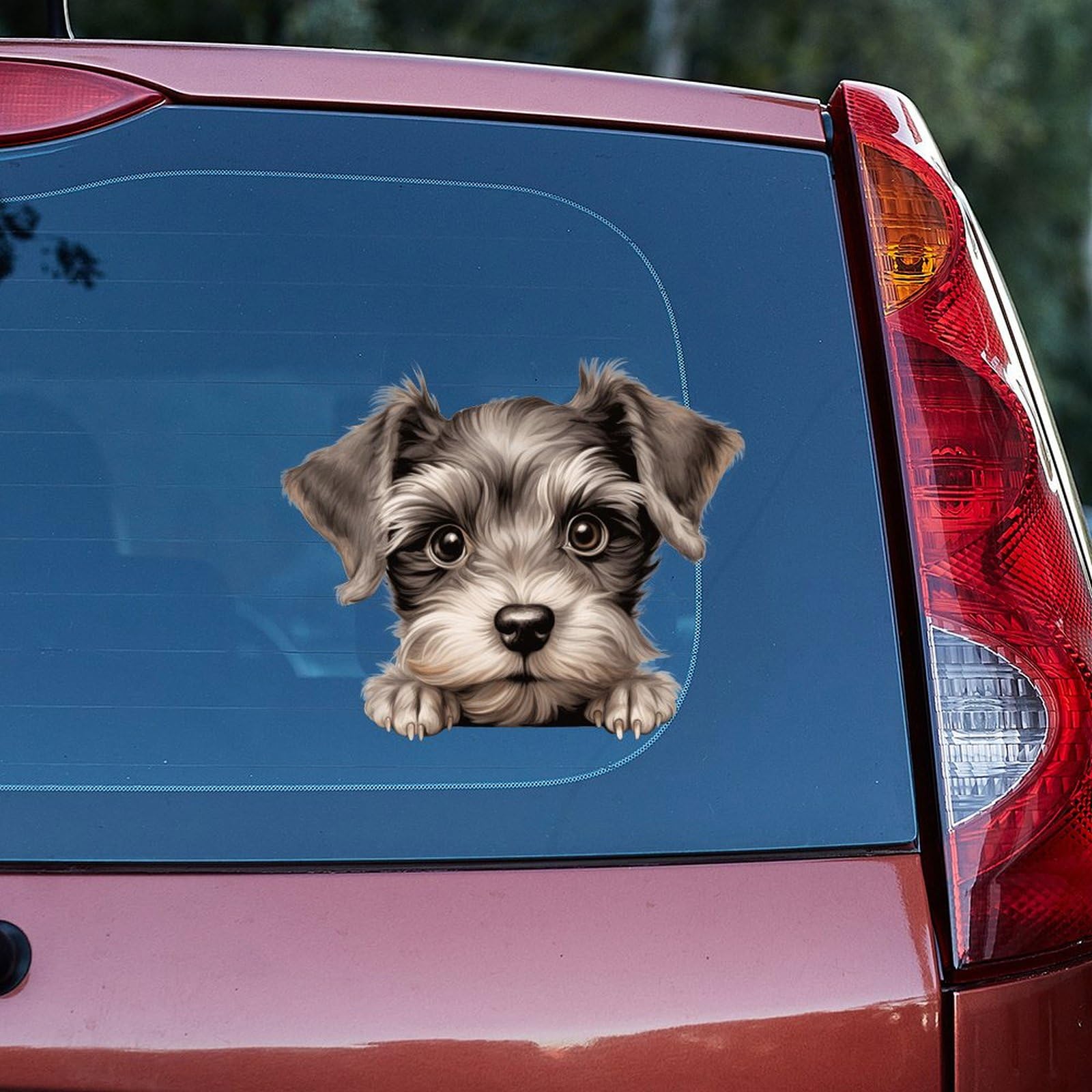 Pegatinas 3D Para Coche De Schnauzer | Calcomanía Para Ventana | Resistente UV Y Agua | Duración 3-5 Años Exterior | Regalo Para Amantes De Perros