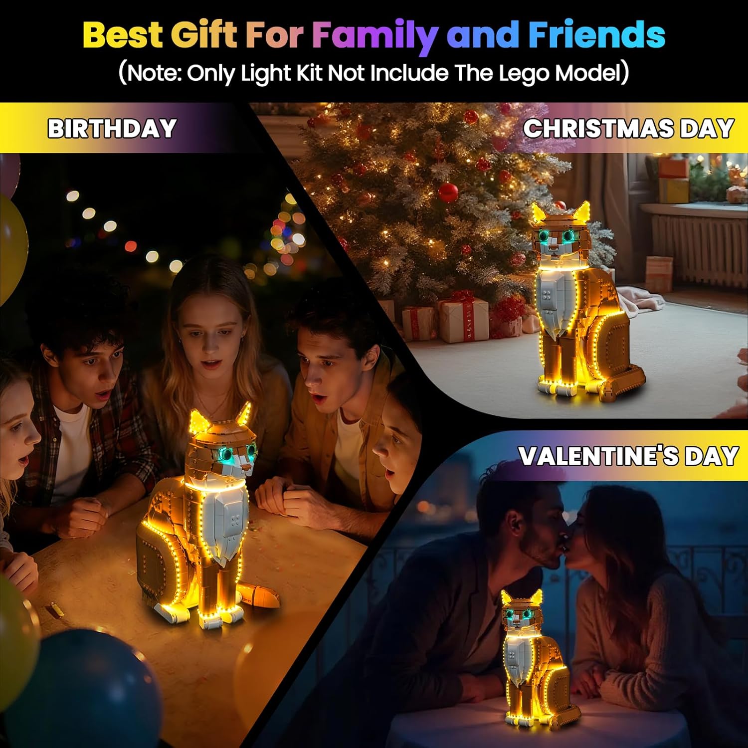 Upgraded Led Light Kit Compatible with LEGO Ideas Orange Cat Set, Lights Decoration Compatible with LEGO 21376 (Model Not Included)