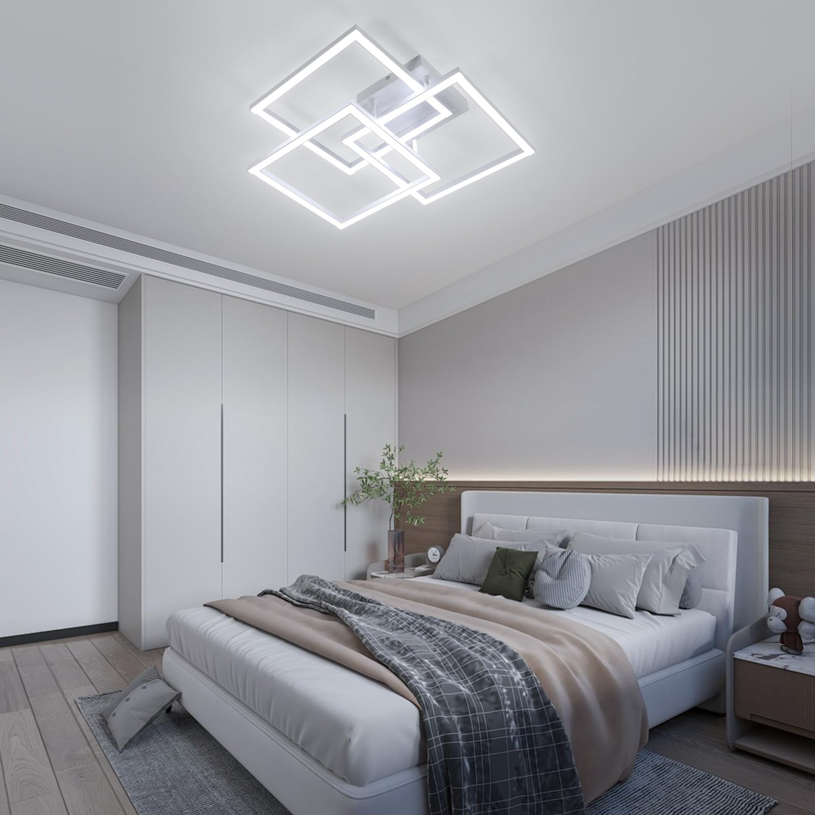 DELIPOP Moderna Lámpara de Techo 40W 4500LM 6500K Plafon Led techo Cuadrado | Luz de techo led Blanca Para Dormitorio Salon Comedor, 62cm