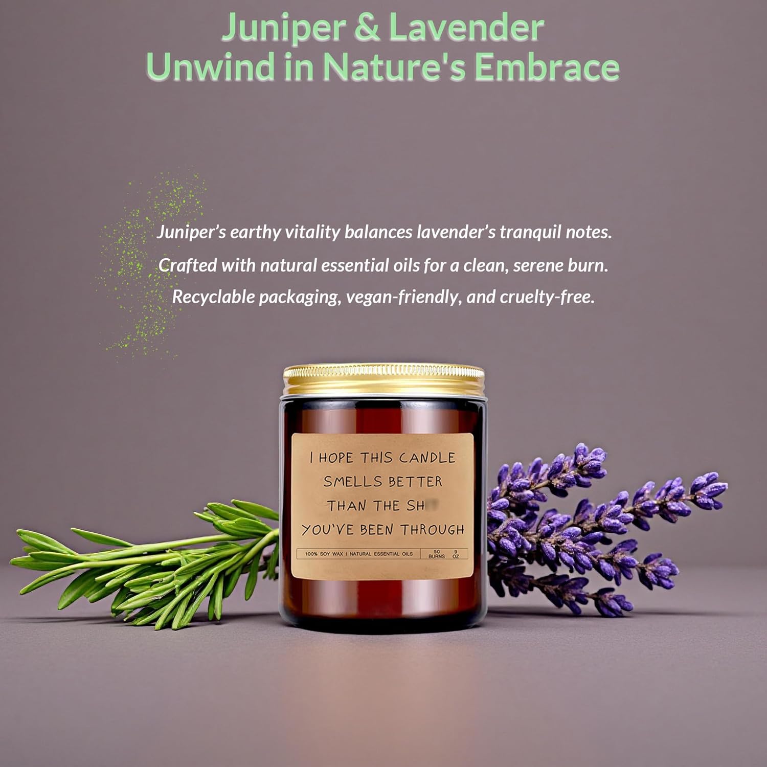 Funny Candles for Women and Men, Lavender Soy Candle with Amber Glass Jar, Get Well Gifts for Women and Men, 50 Hours Burn Time - Image 3