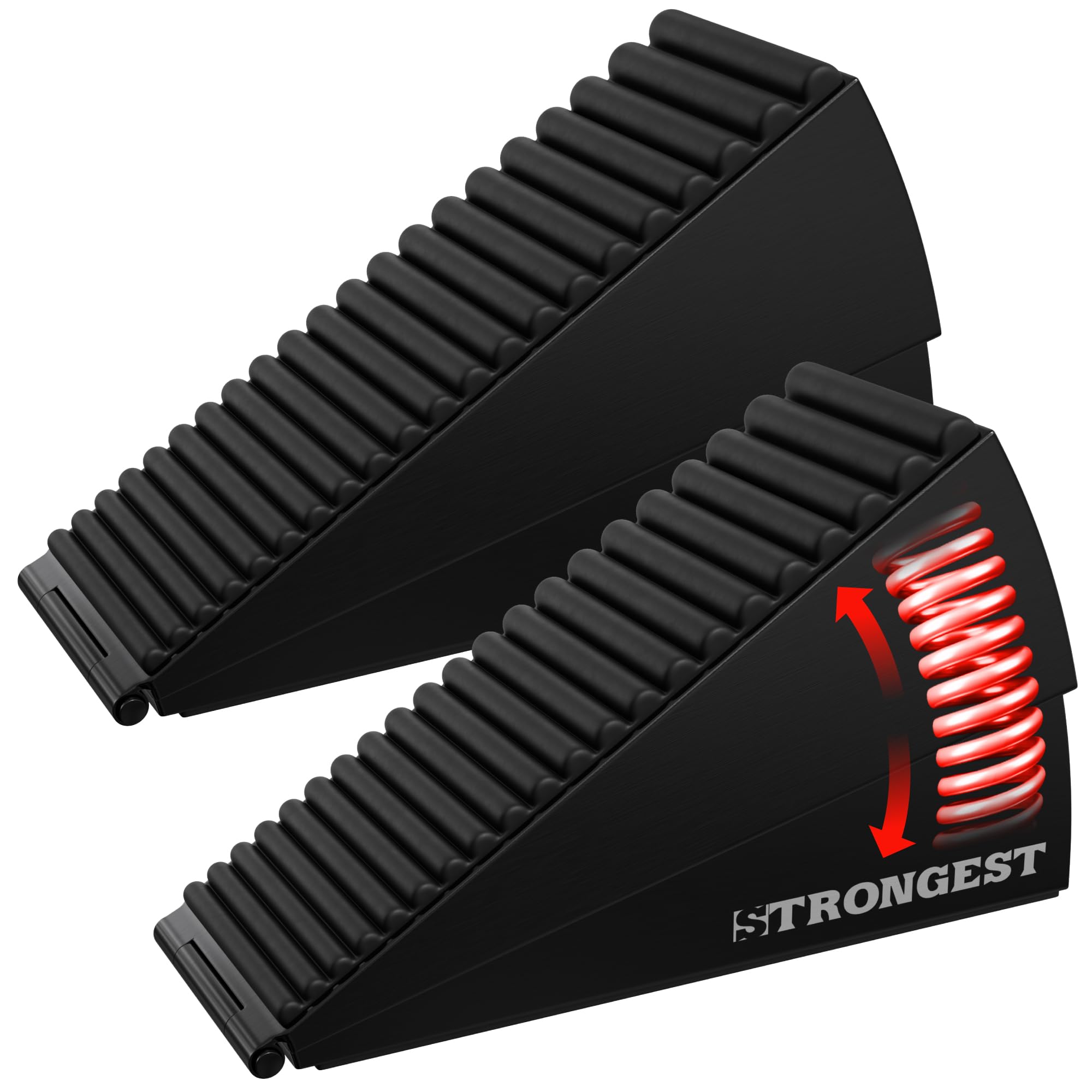 Strongest Home 2 Pack XL Adjustable Door Stopper with Spring – Heavy Duty Wedge for Oversized, Thick & Heavy Doors, Anti-Slip Rubber Grip, Commercial,