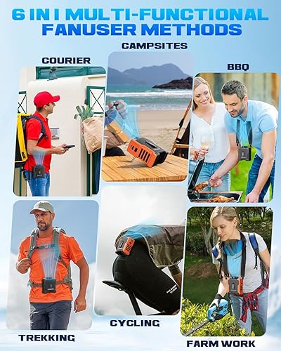 Miniatura 7 de EasyAcc Ventilador portátil AI de 10000 mAh con clip de cintura, flujo de aire fuerte máximo mejorado de 20000 RPM, tiempo de trabajo de 10 a 24