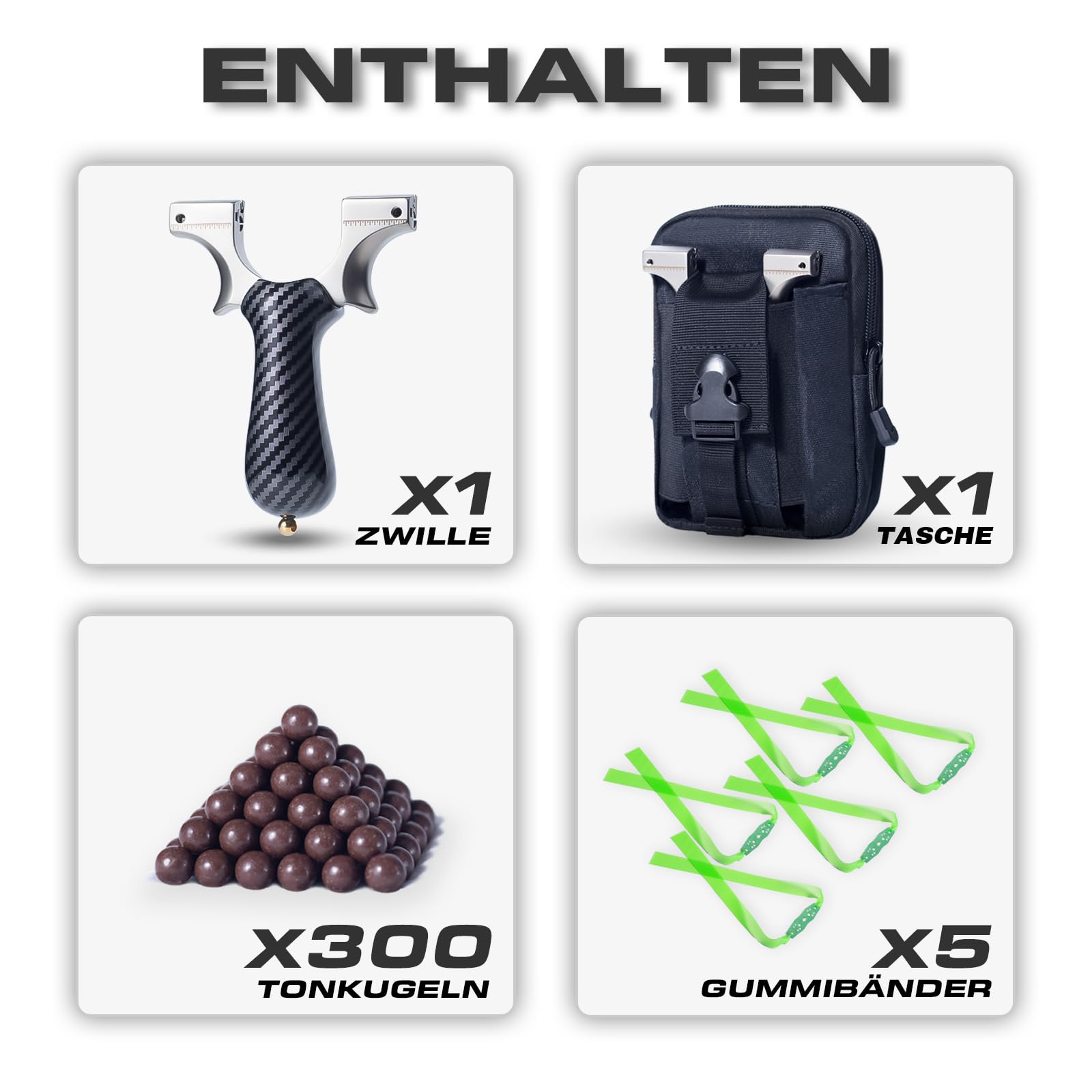 Zwille Steinschleuder Profi Set,Super-Clip Slingshot,Schleuder mit Gummiband,Sportgerät in Bundle Sets mit Ersatzgummi und Tonkugeln.
