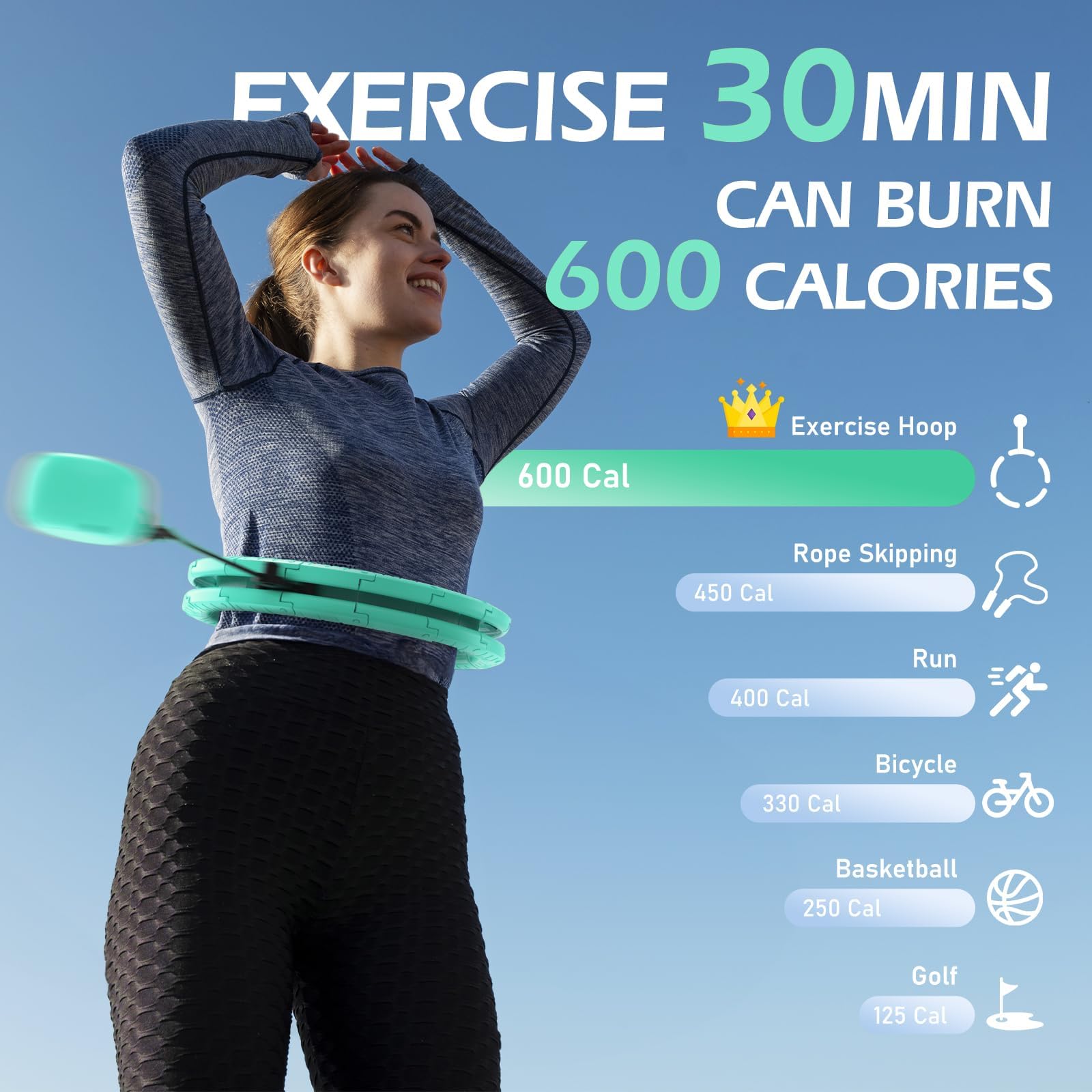 Weighted Hula Circle with 32 Links(66 Inch), Sweet Weight Ball, for Adults Weight Loss, Infinity Fitness Hoop Plus Size, for Women Smart Exercise Equipment