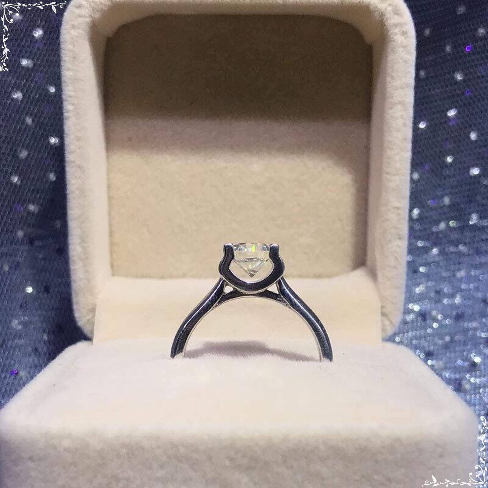 Anelli in oro bianco 14 carati moissanite bianco, anelli da donna quattro artigli