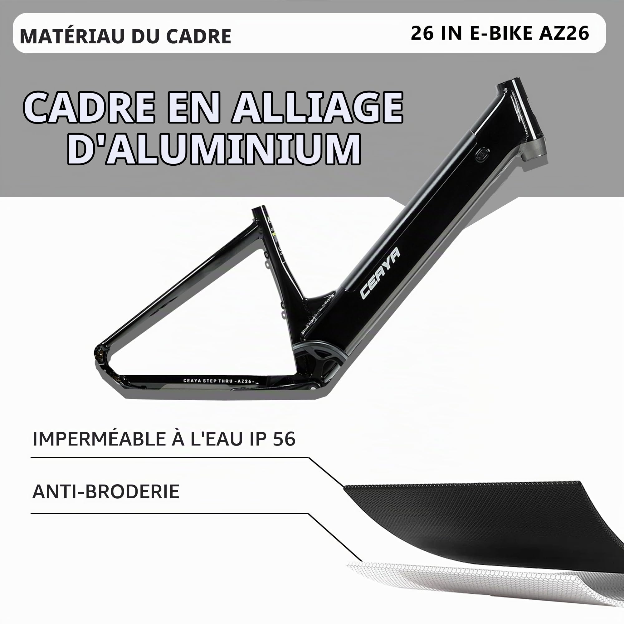 Vélo électrique 26 Pouces Ebike 48V20Ah Velo Electrique avec Potence réglable,7 Vitesses,Écran LCD HD,Suspension Avant,Autonomie 50-80 km