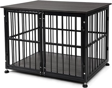 48 Inch Heavy Duty Dog Crate Furniture for Extra Large Dogs, Decorative Pet House End Table, Wooden Cage Kennel Furniture Indoor, XL XXL Dog Crate, Grey
